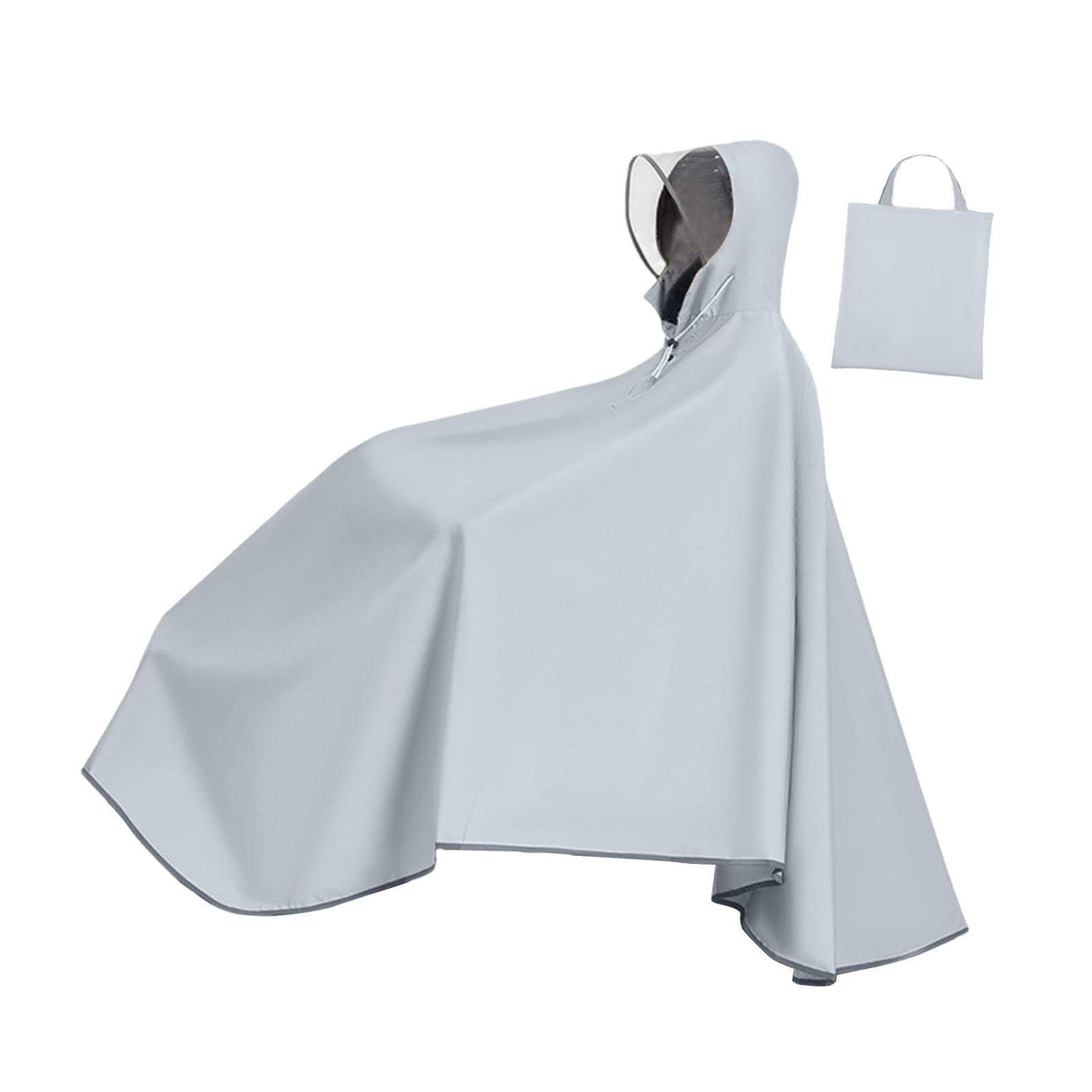 Bike Rain Poncho Hooded for Adults Rainproof Thick Compact Bicycle Rain Cape Gray