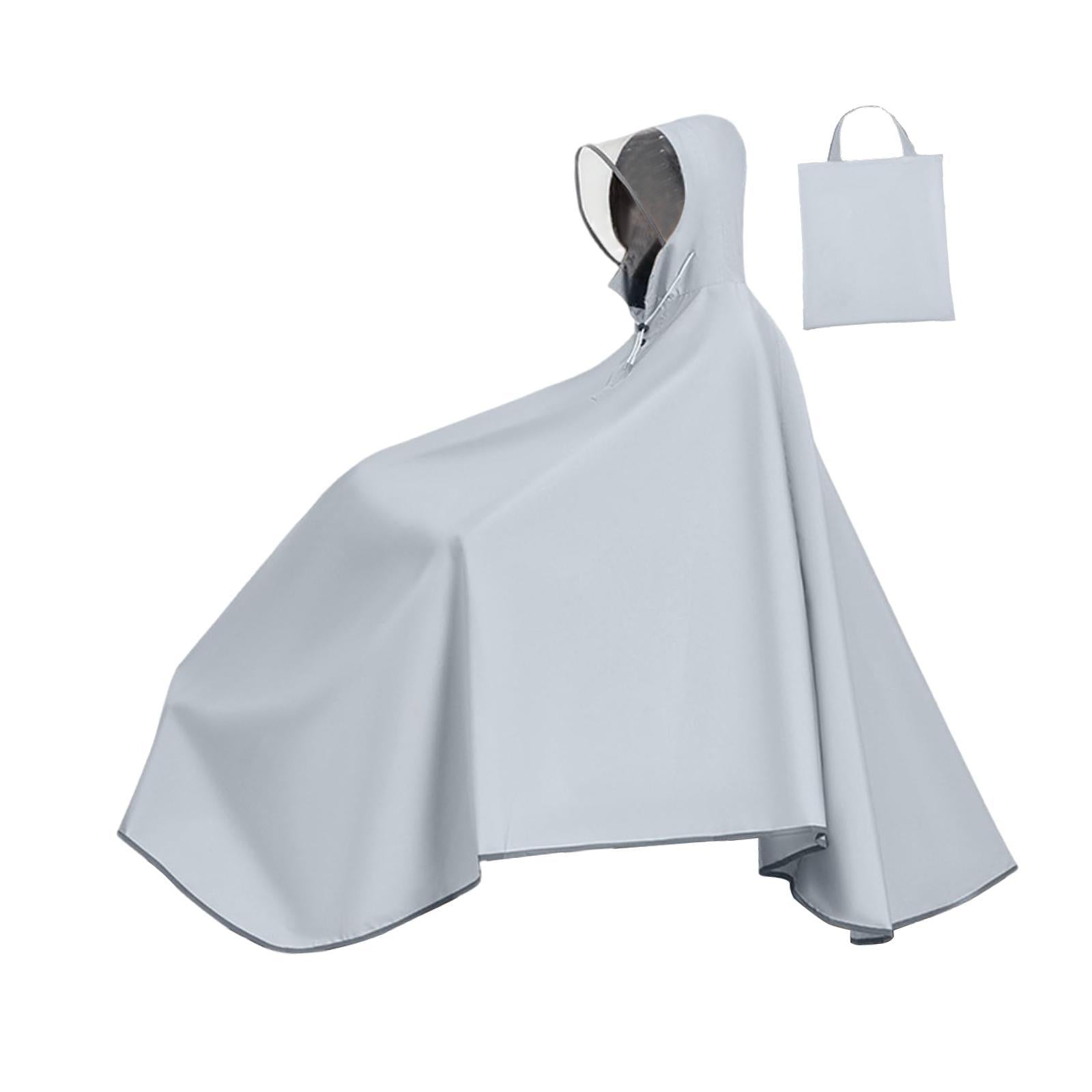 Bike Rain Poncho Hooded for Adults Rainproof Thick Compact Bicycle Rain Cape Gray