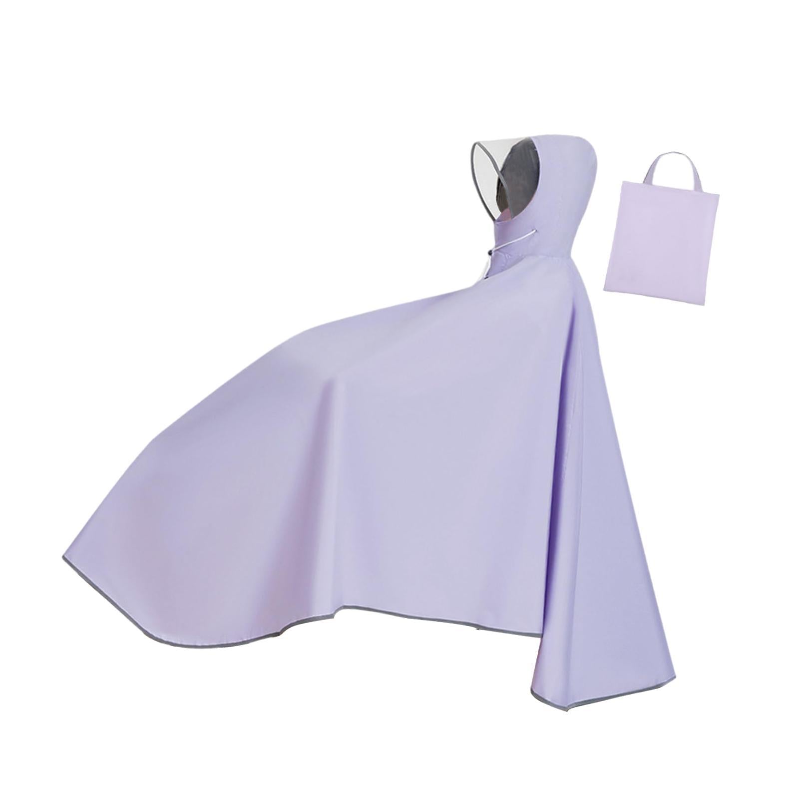 Bike Rain Poncho Hooded for Adults Rainproof Thick Compact Bicycle Rain Cape Purple