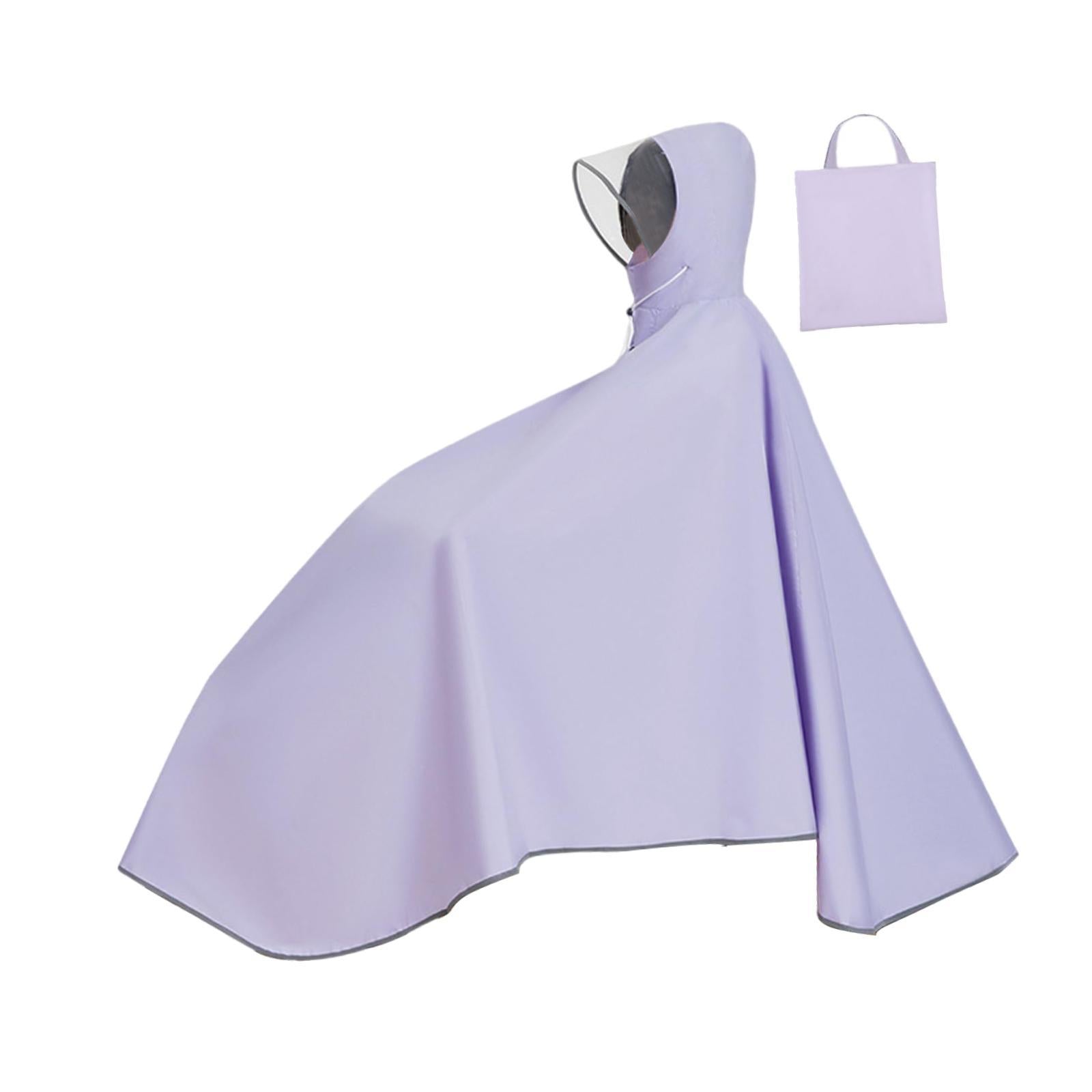 Bike Rain Poncho Hooded for Adults Rainproof Thick Compact Bicycle Rain Cape Purple