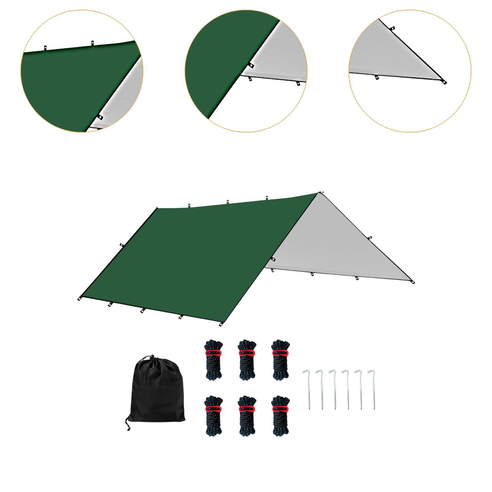 Camping Tent Tarp Foldable Multipurpose for Outdoor Adventure Easily Install Green M