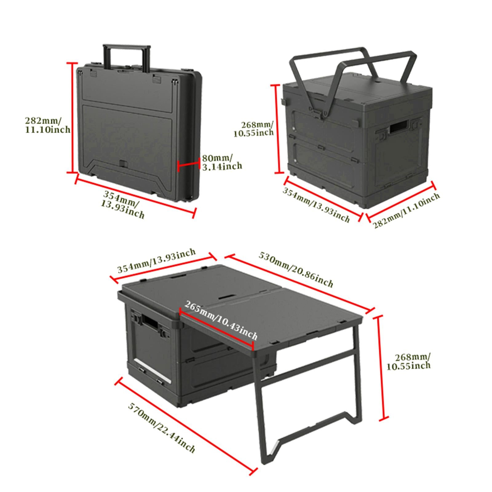 Outdoor Camping Box Versatile Picnic Basket for Traveling Home Garage Hiking Black