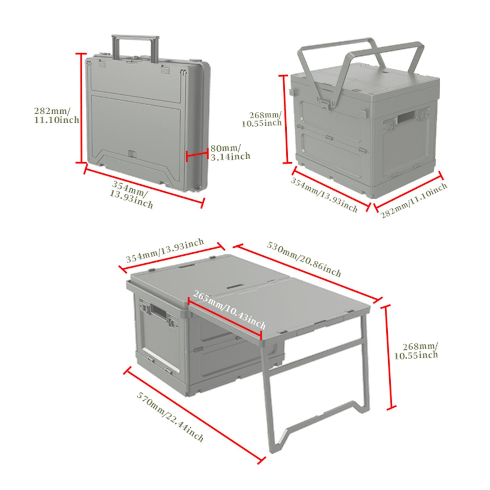 Outdoor Camping Box Versatile Picnic Basket for Traveling Home Garage Hiking Gray