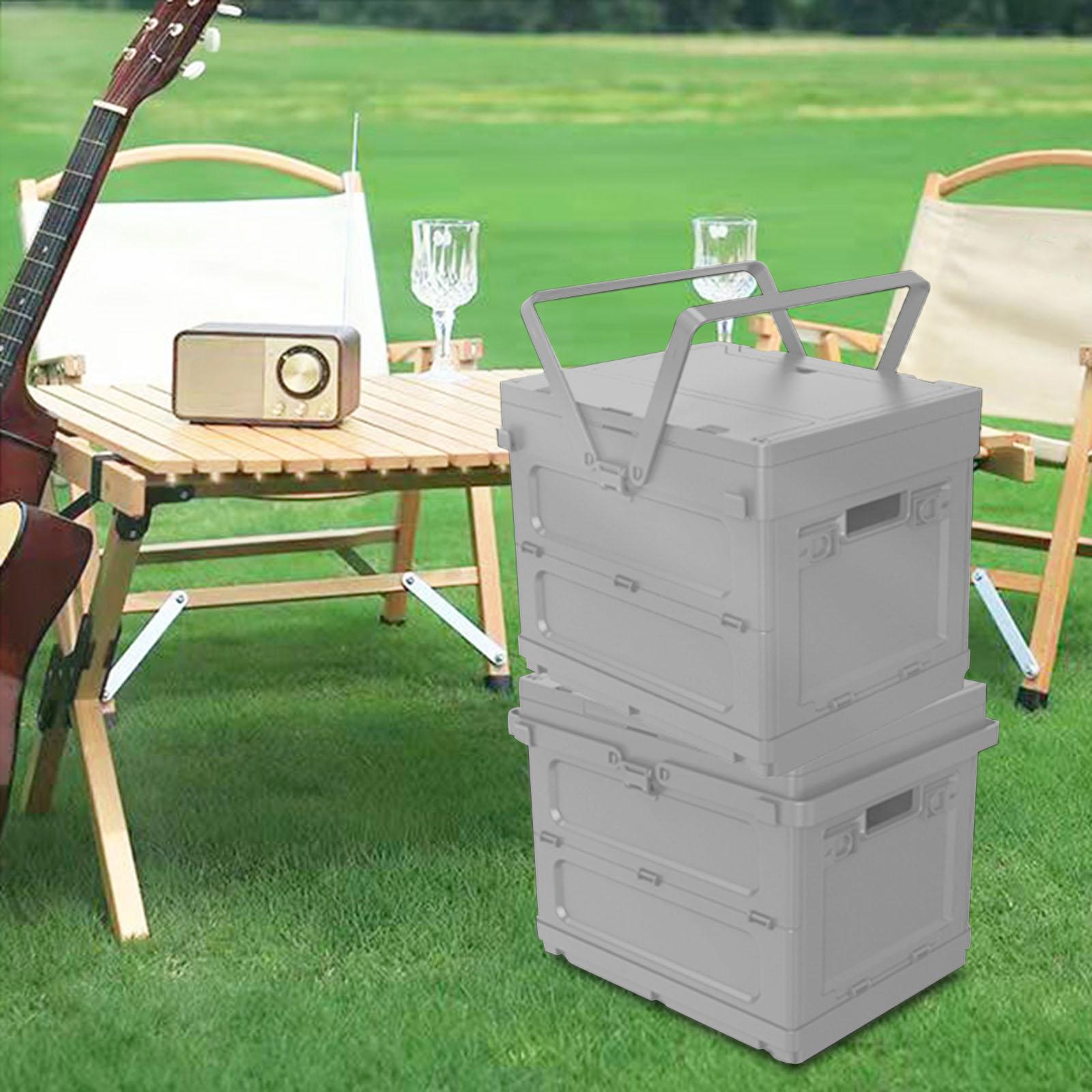 Outdoor Camping Box Versatile Picnic Basket for Traveling Home Garage Hiking Gray