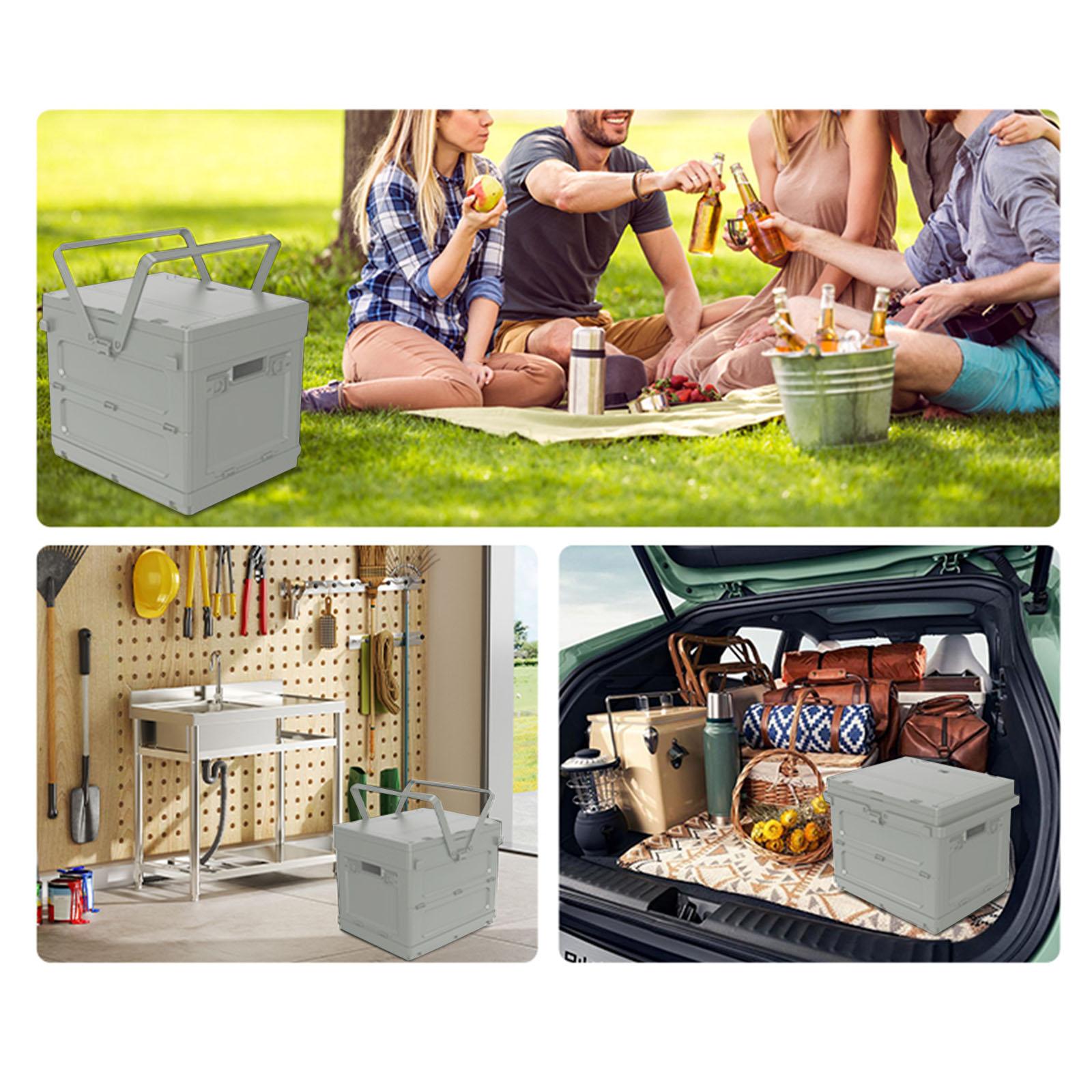 Outdoor Camping Box Versatile Picnic Basket for Traveling Home Garage Hiking Gray