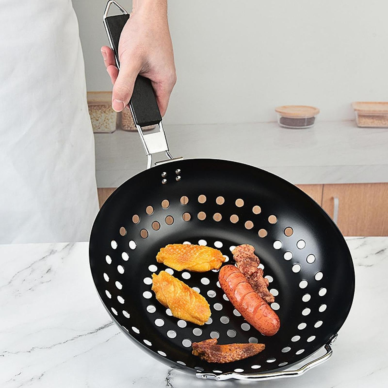 Nonstick 11.02 inch Camping Cookware Cookware with Handle Portable Grill Pan