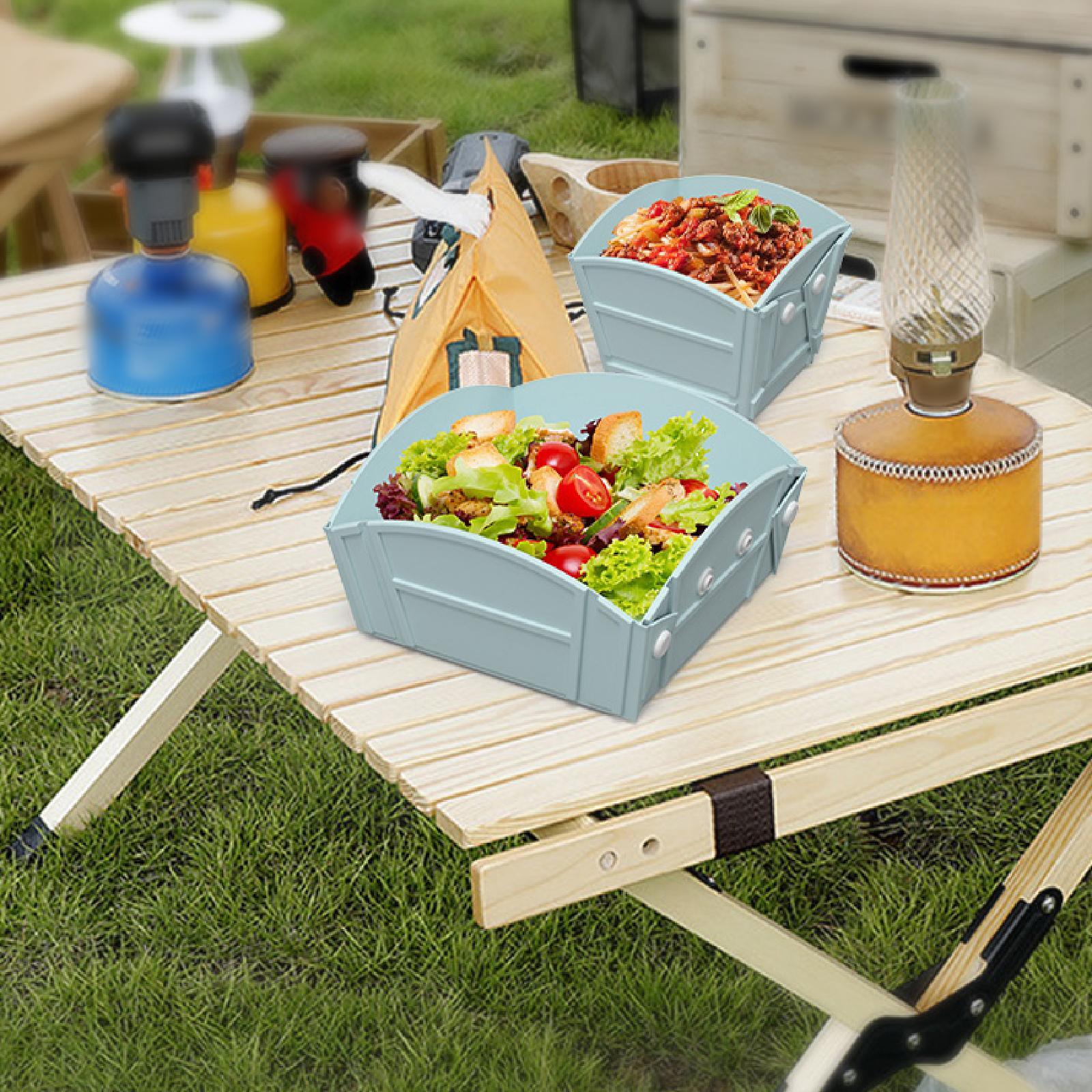 Camping Tableware Folding Plate Bowl Business Trips Outdoor Collapsible Bowl Blue
