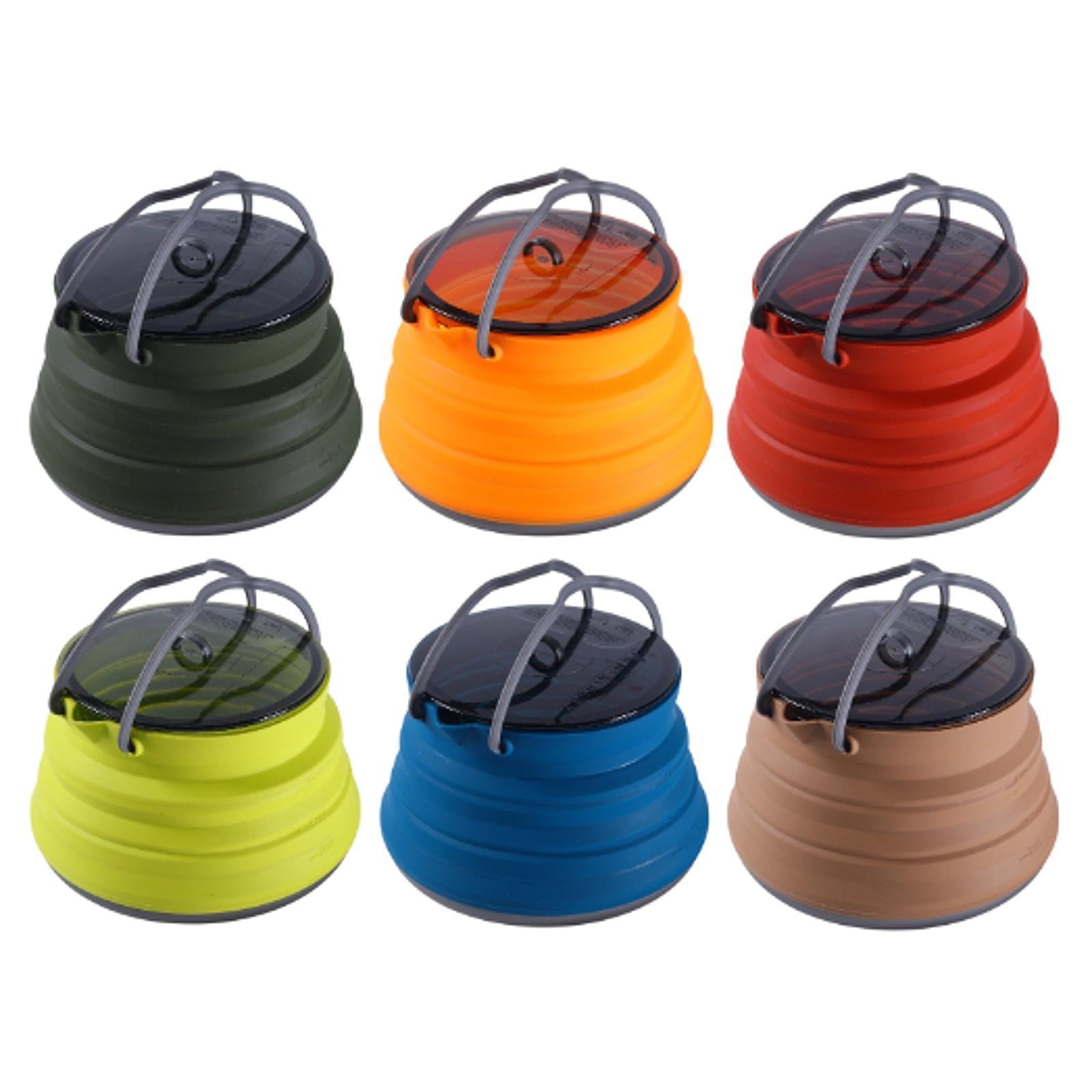 Foldable Camping Kettle 1.5L Multiuse for Backpacking Outdoors Boiling Water Dark Green