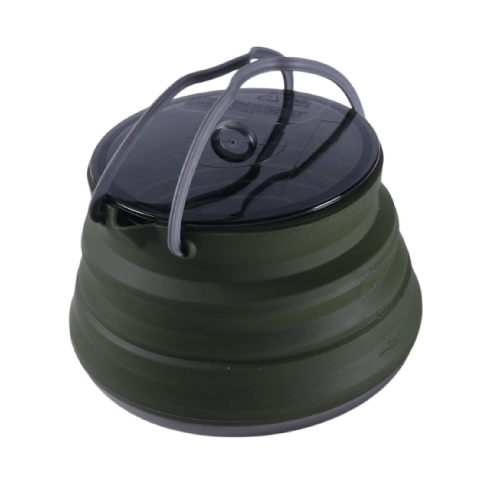 Foldable Camping Kettle 1.5L Multiuse for Backpacking Outdoors Boiling Water Dark Green