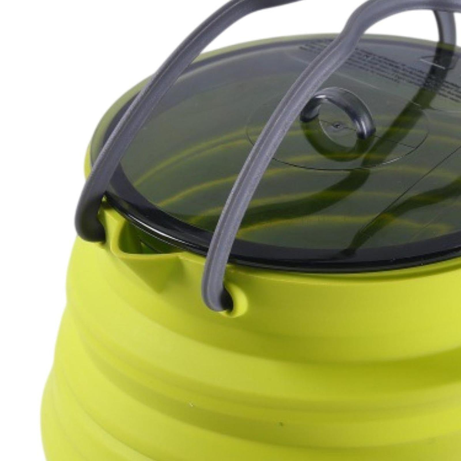 Foldable Camping Kettle 1.5L Multiuse for Backpacking Outdoors Boiling Water Green