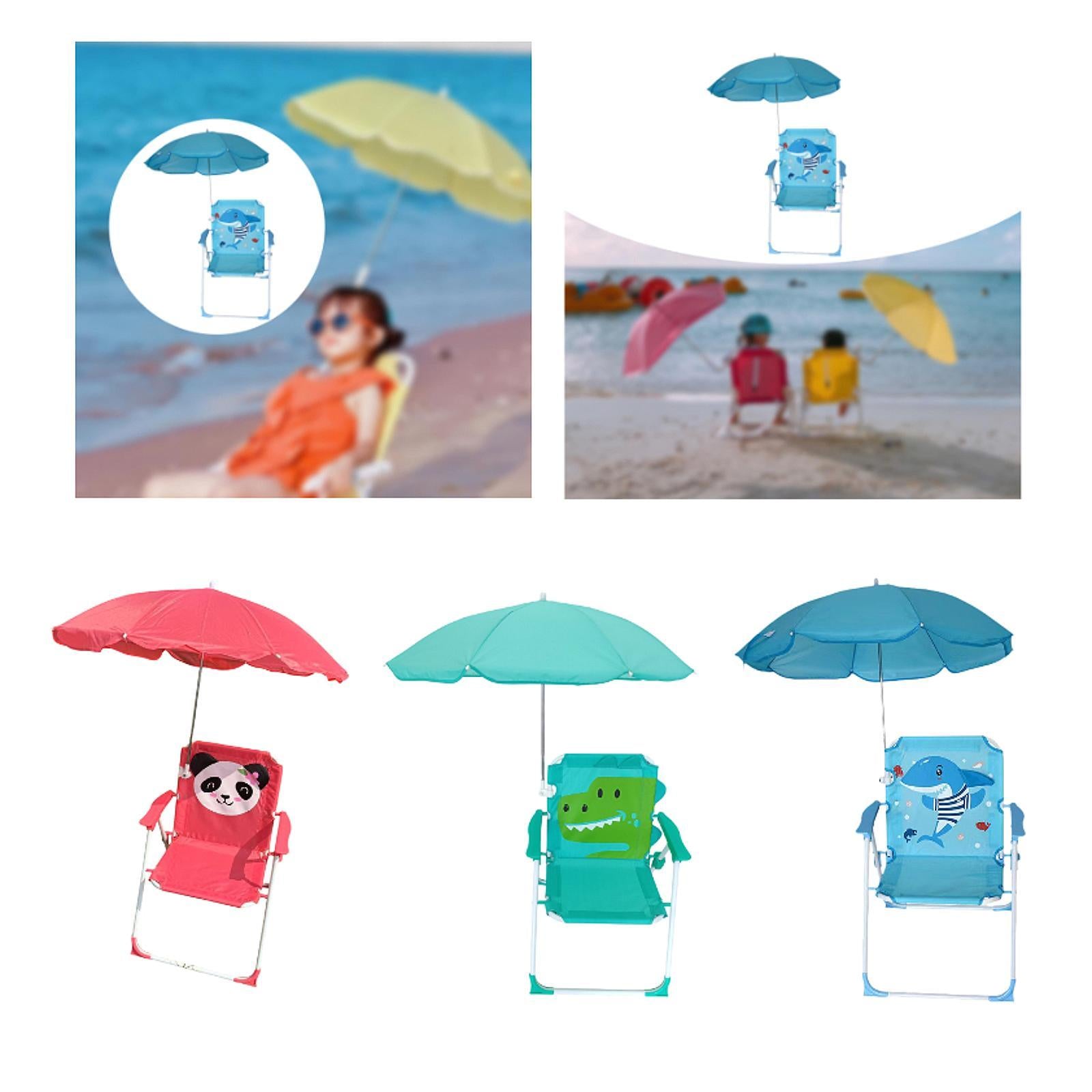 Kids Beach Chairs with Umbrella Park Camping Chair for Fishing Tent Backyard Red