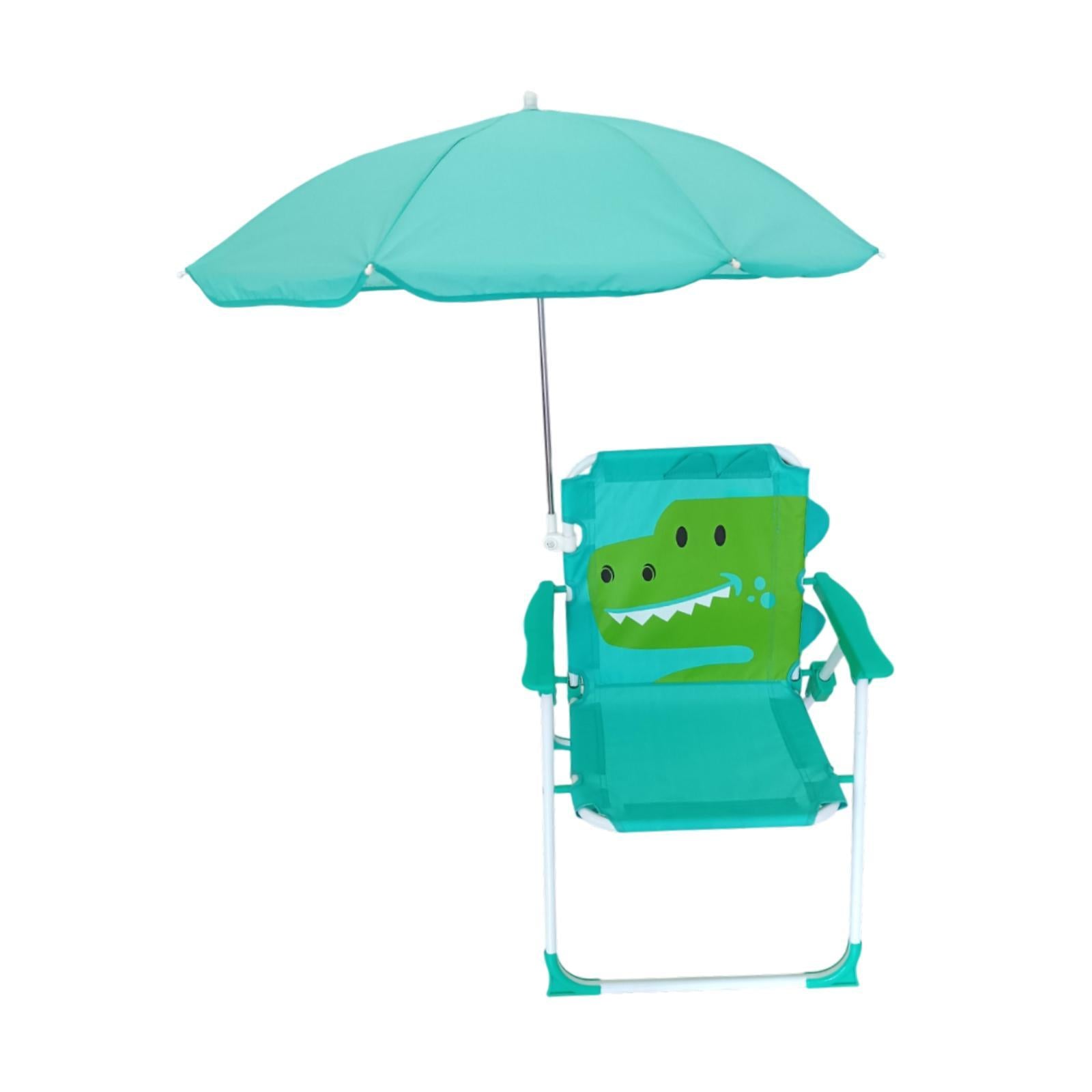 Kids Beach Chairs with Umbrella Park Camping Chair for Fishing Tent Backyard Green