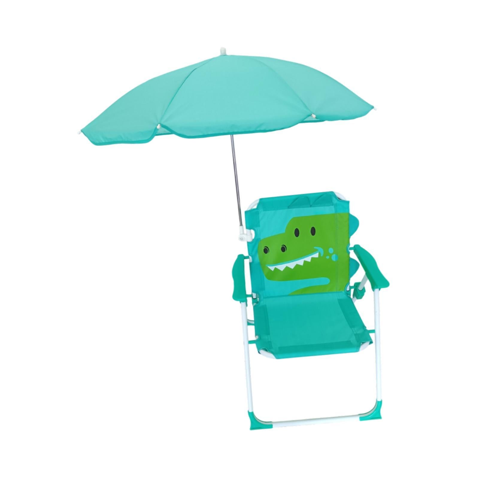 Kids Beach Chairs with Umbrella Park Camping Chair for Fishing Tent Backyard Green