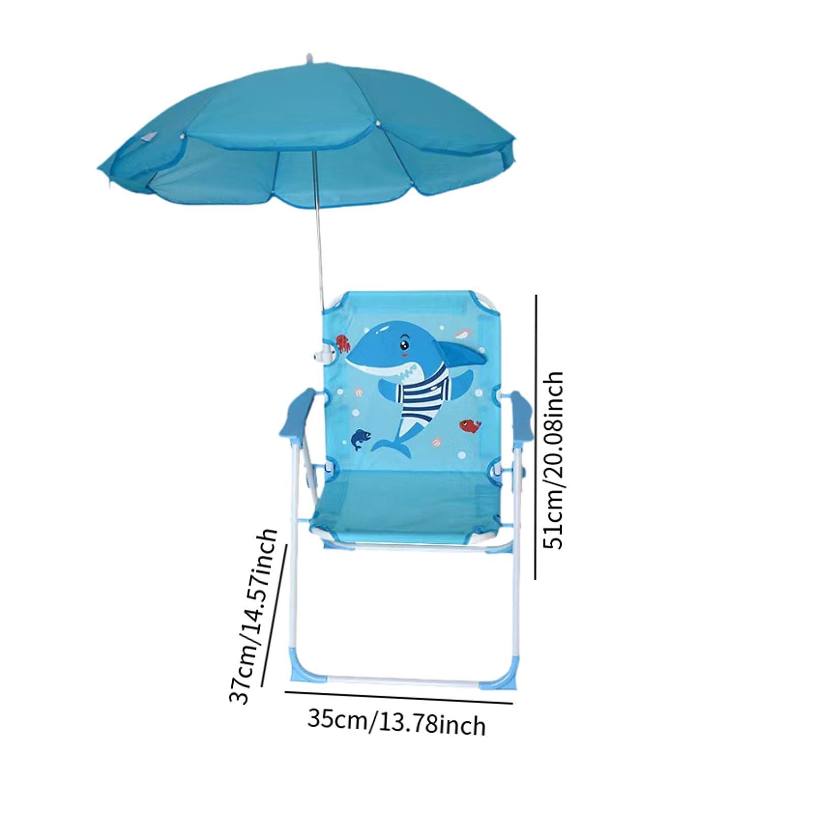 Kids Beach Chairs with Umbrella Park Camping Chair for Fishing Tent Backyard Blue