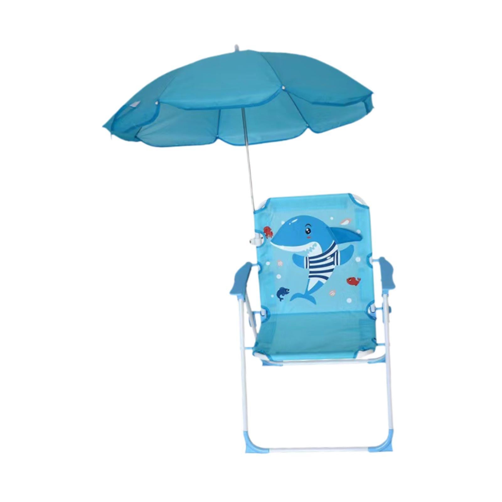 Kids Beach Chairs with Umbrella Park Camping Chair for Fishing Tent Backyard Blue