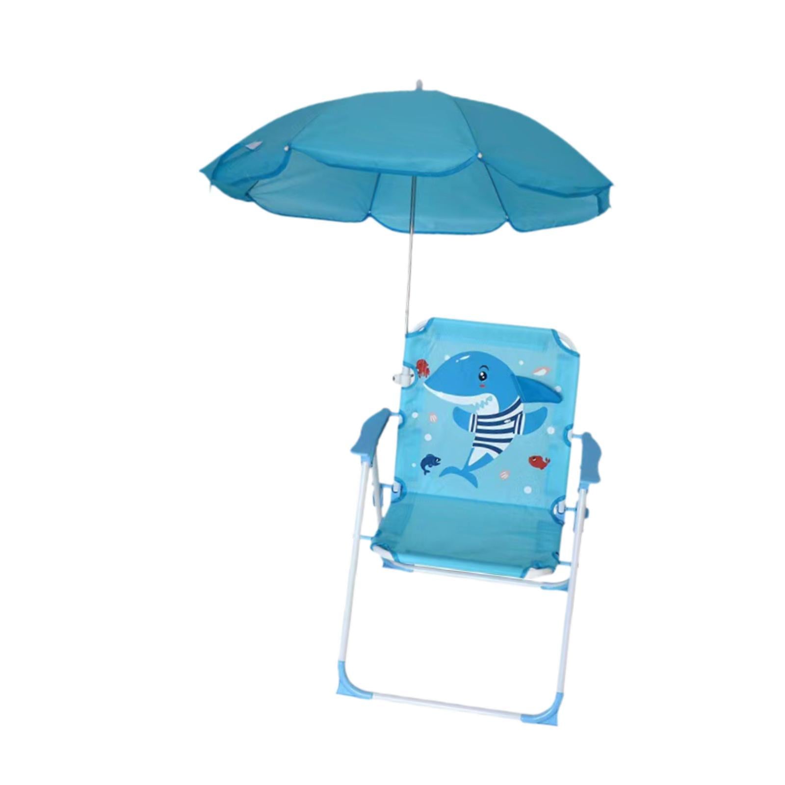 Kids Beach Chairs with Umbrella Park Camping Chair for Fishing Tent Backyard Blue