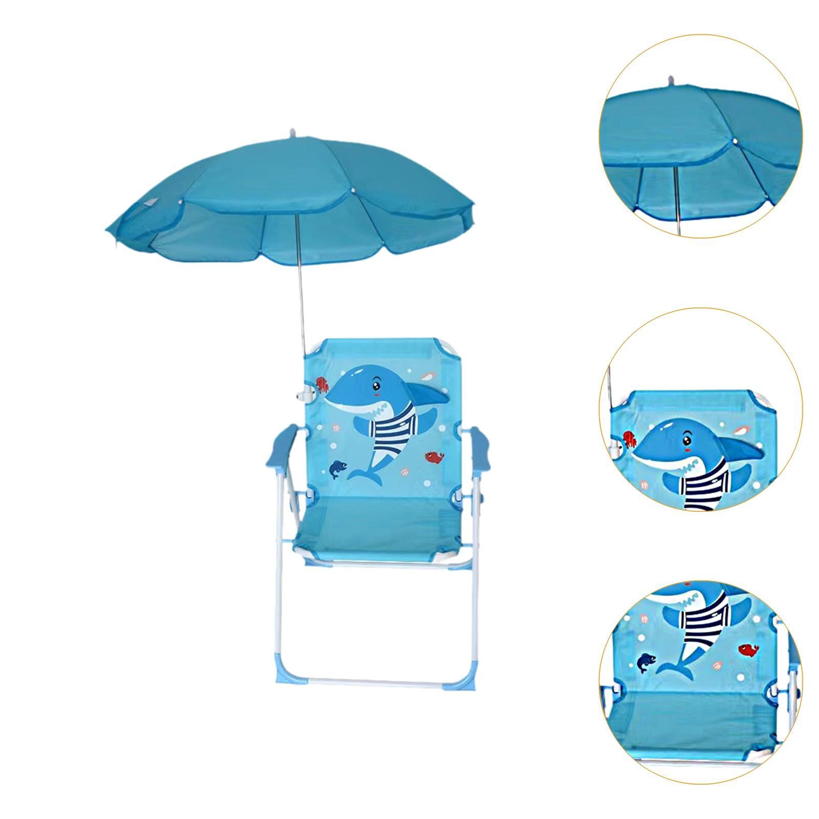 Kids Beach Chairs with Umbrella Park Camping Chair for Fishing Tent Backyard Blue