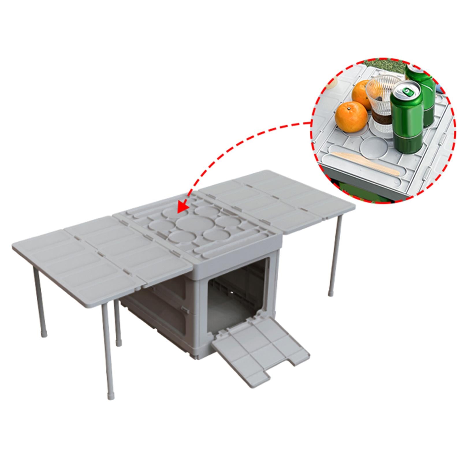 Collapsible Car Trunk Organizer Camping Table Groceries Foldable Storage Box Gray