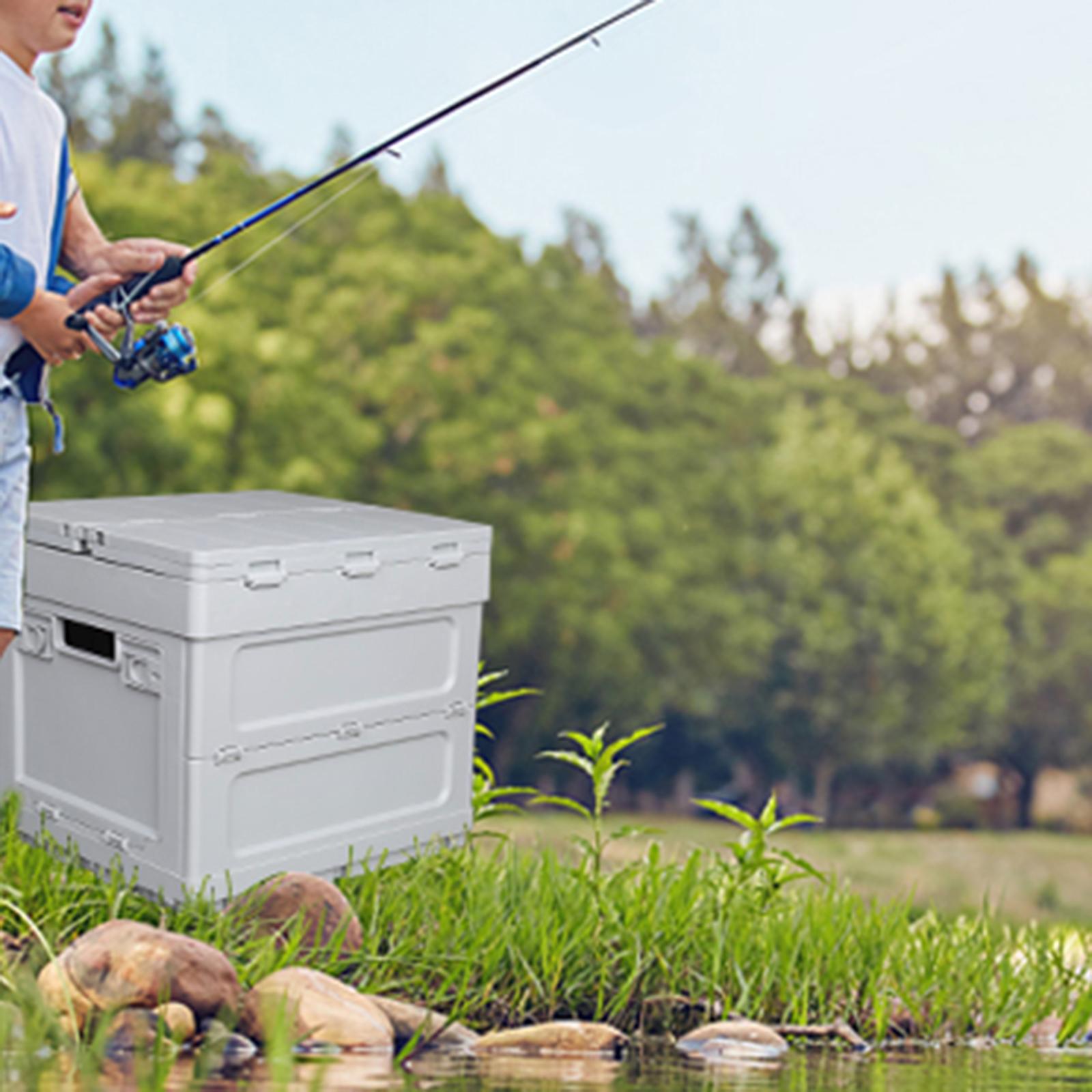 Collapsible Car Trunk Organizer Camping Table Groceries Foldable Storage Box Gray