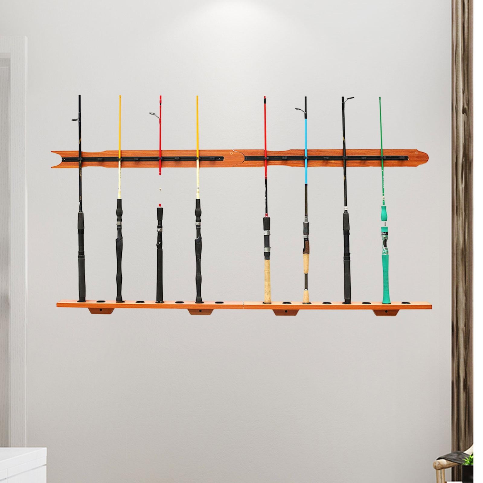 Fishing Rod Wall Rack Easy Installation Gifts Holds up to 8 Rods Accessories