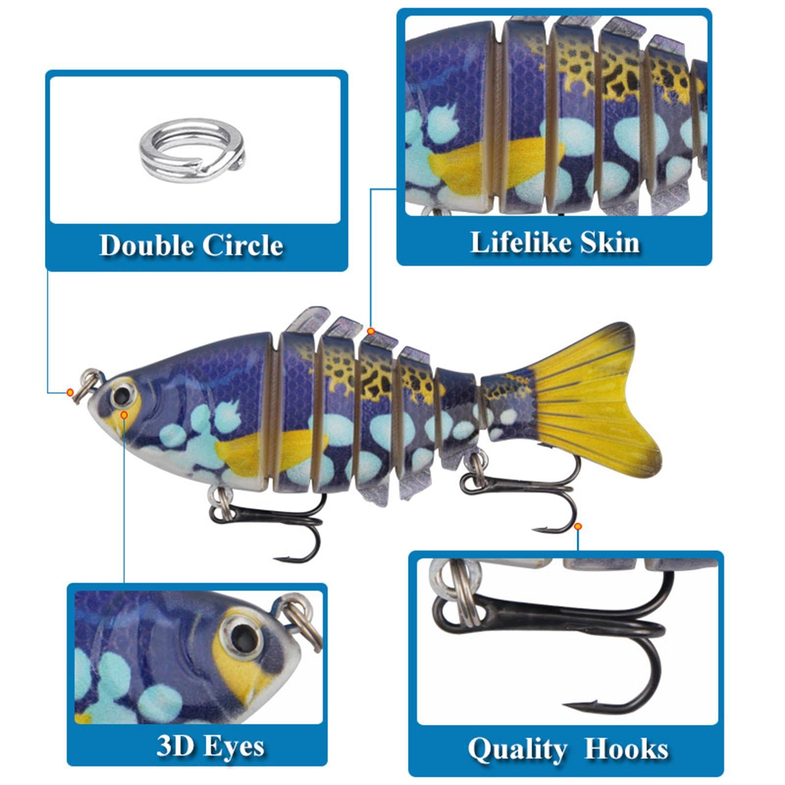 5x Fishing Baits Slow Sinking Fishing Gear Bass Lures for Outdoor Lake River