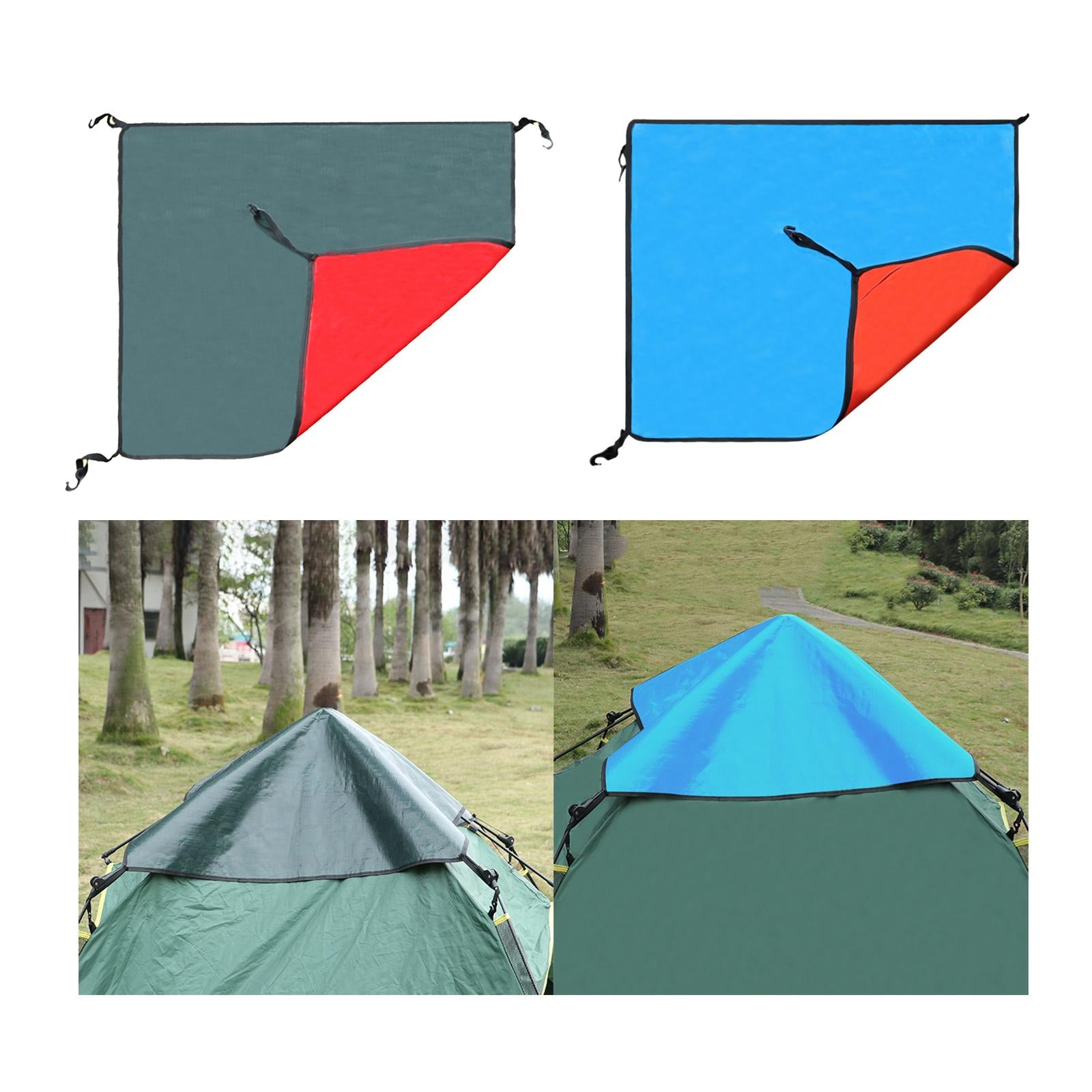 Tent Top Cloth Rain Protection Multifunctional Tarp for Hiking Patio Outdoor Green Red