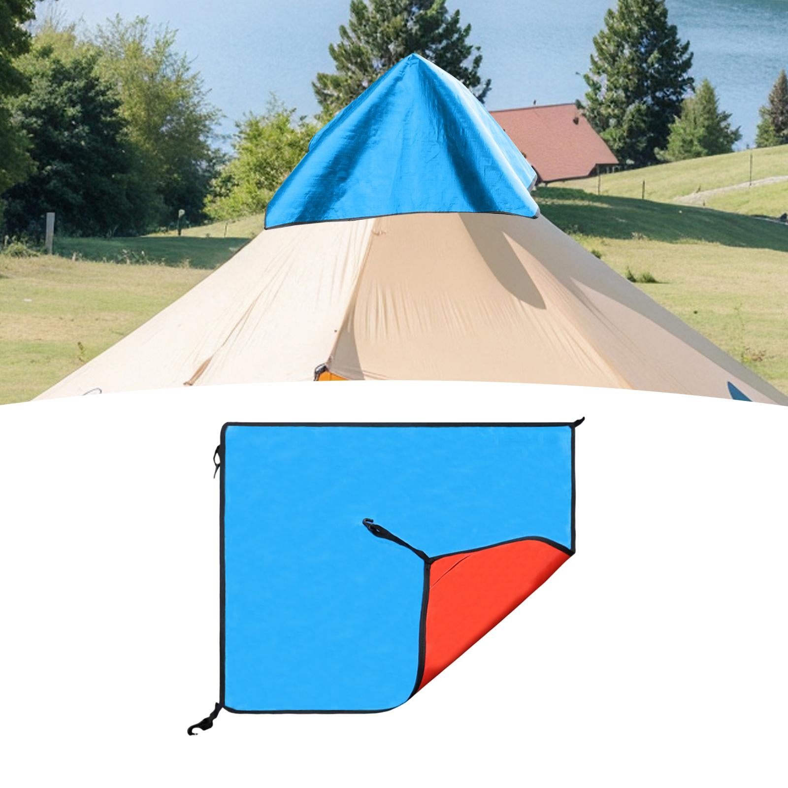 Tent Top Cloth Rain Protection Multifunctional Tarp for Hiking Patio Outdoor Blue Orange