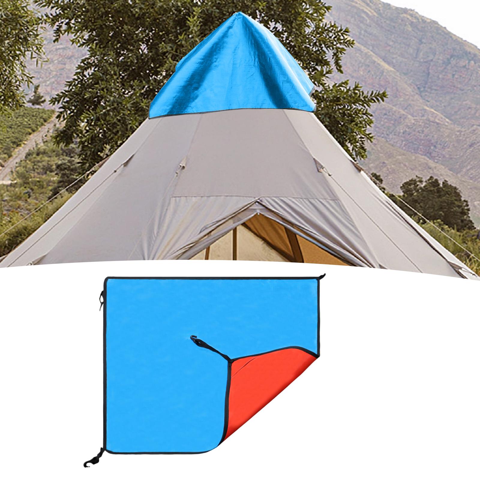 Tent Top Cloth Rain Protection Multifunctional Tarp for Hiking Patio Outdoor Blue Orange