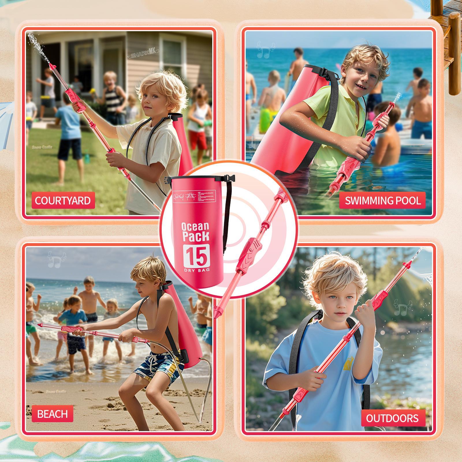 Backpack Water Soaker Toy Hot Weather Large Capacity for Children Boys Girls Pink