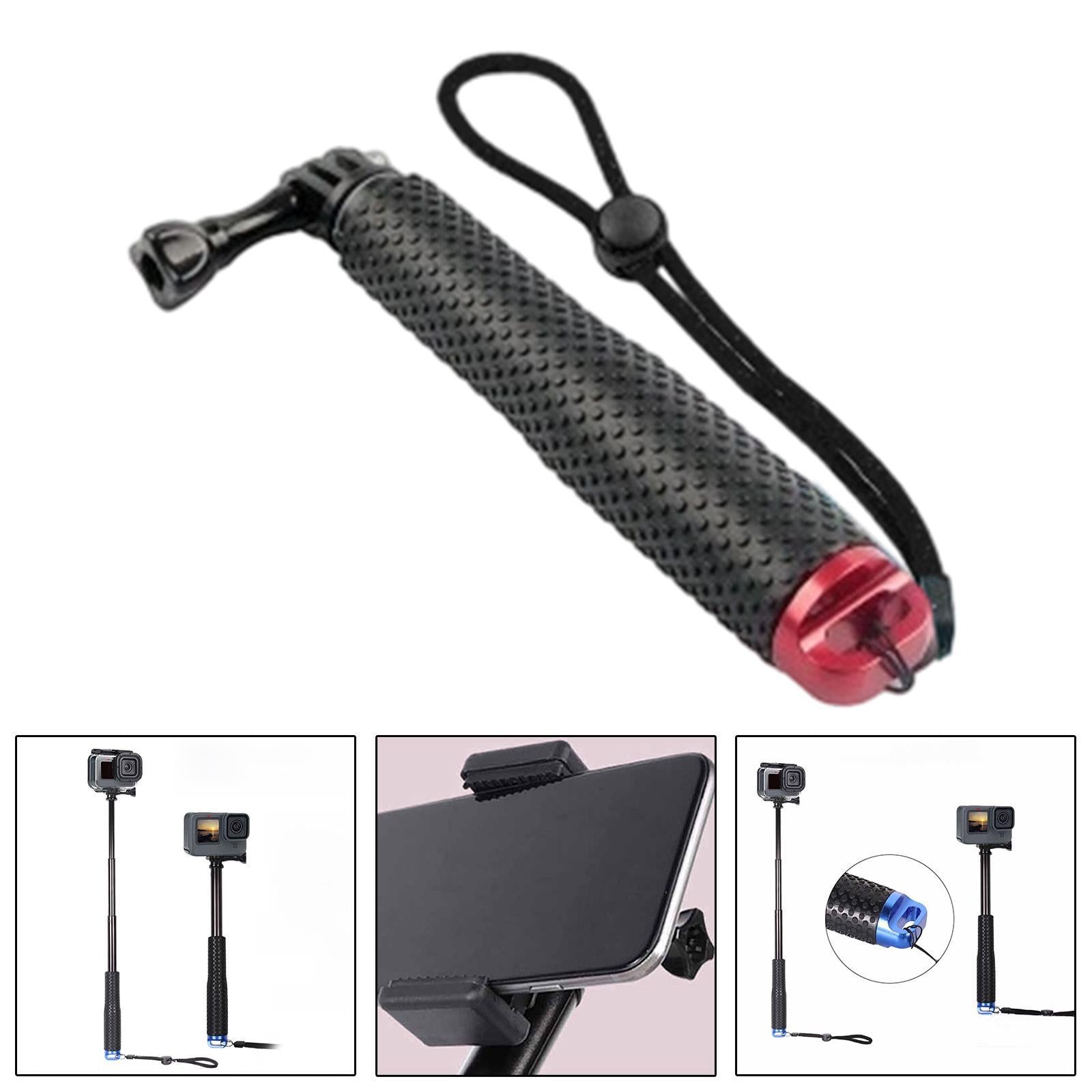Selfie Stick Handheld Extendable Pole for Adventures Snorkeling Snowboarding Red