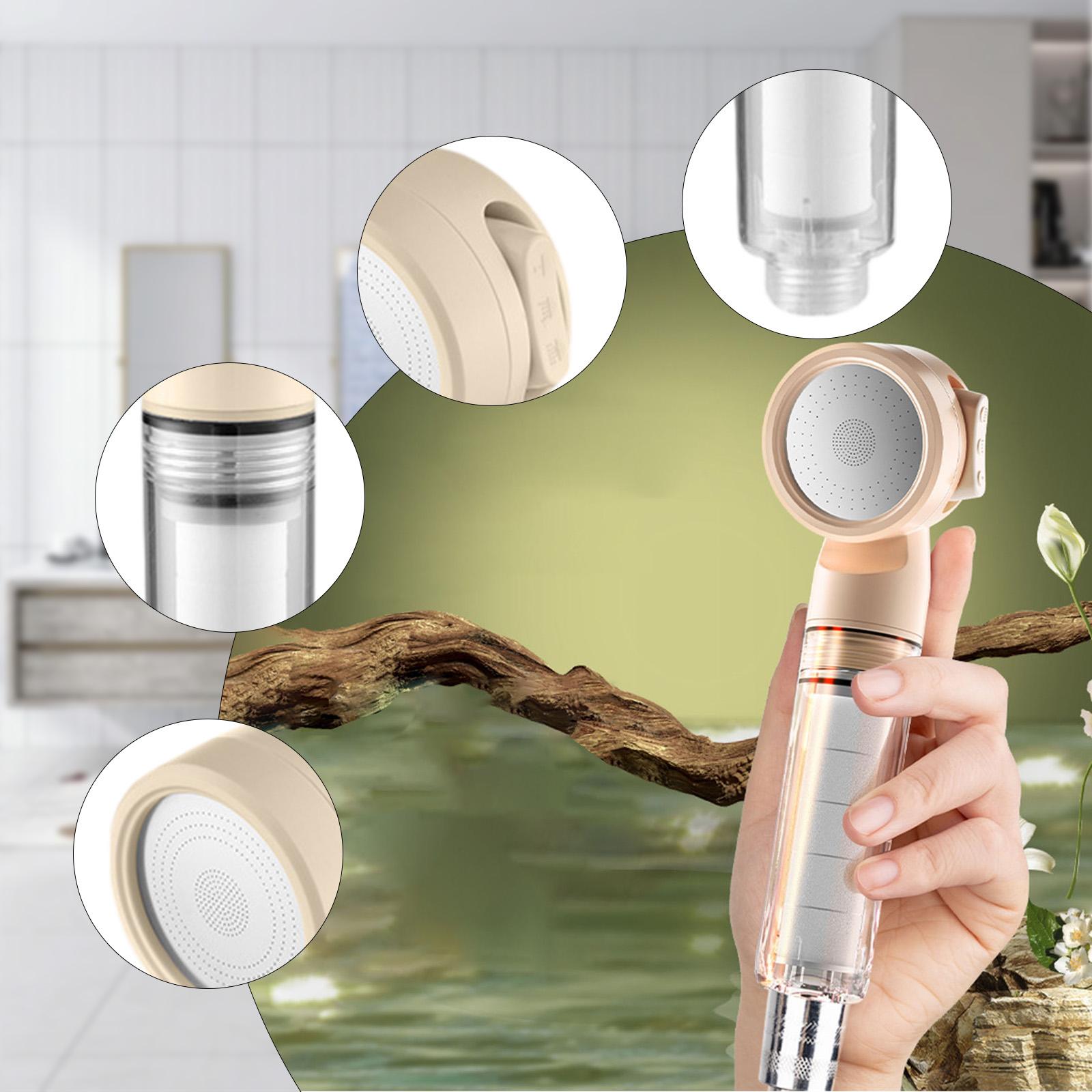 Shower Head Adjustable Water Flow Modes Non Clogging Universal Bathroom Part Pink