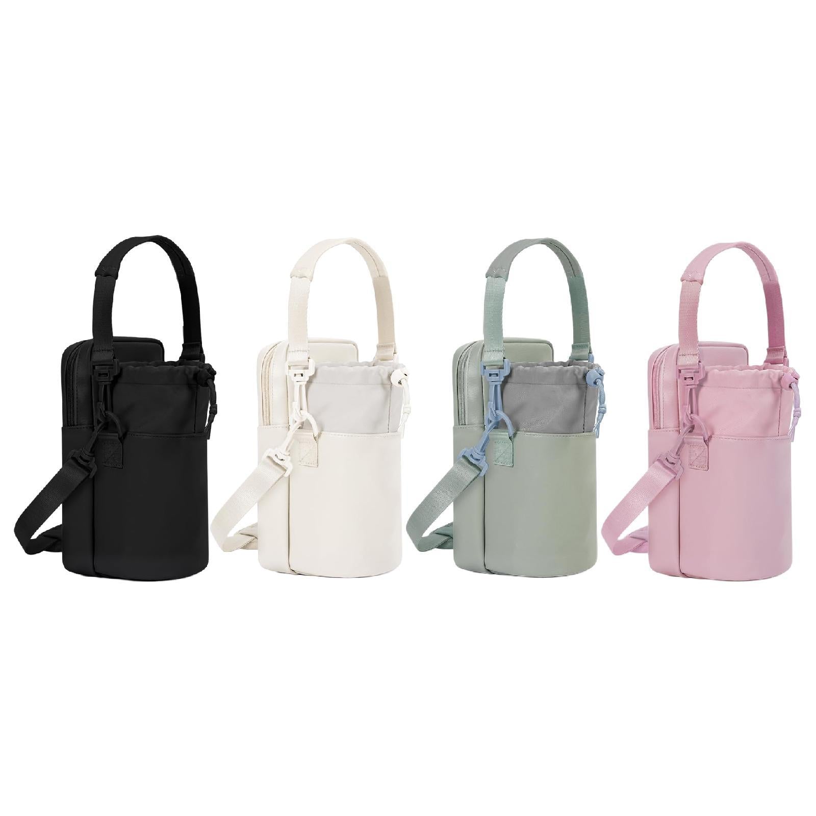Water Bottle Carrier Bag with Phone Pocket Gift Picnic Bottle Pouch Holder Black