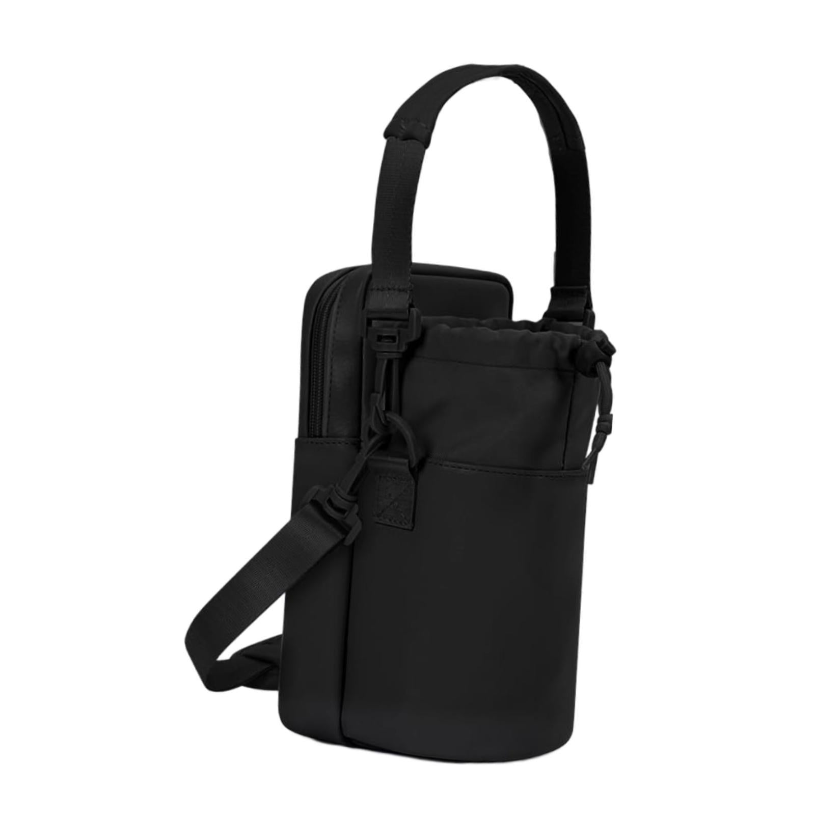 Water Bottle Carrier Bag with Phone Pocket Gift Picnic Bottle Pouch Holder Black