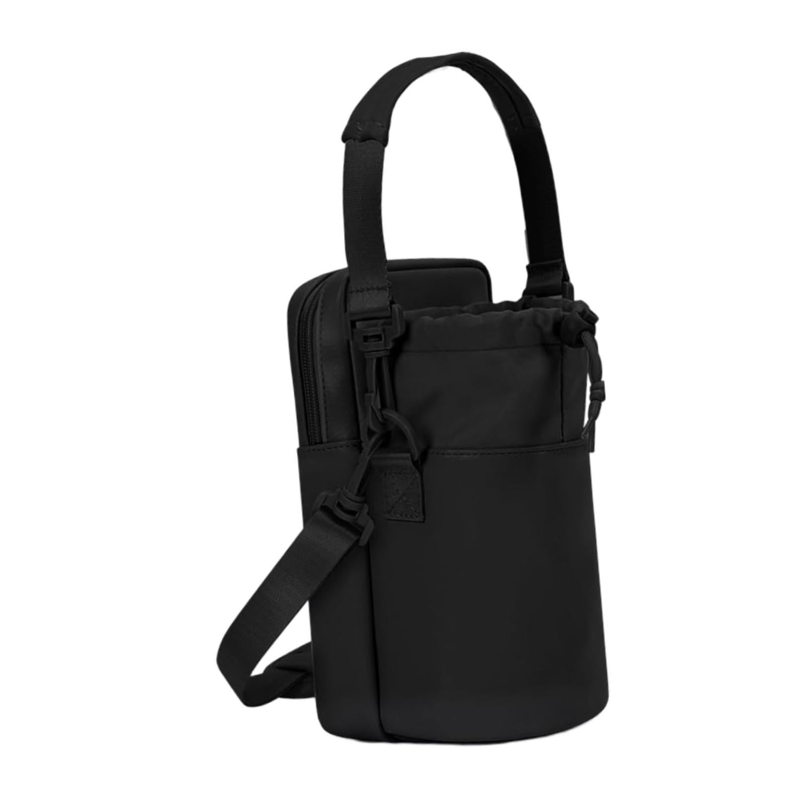 Water Bottle Carrier Bag with Phone Pocket Gift Picnic Bottle Pouch Holder Black