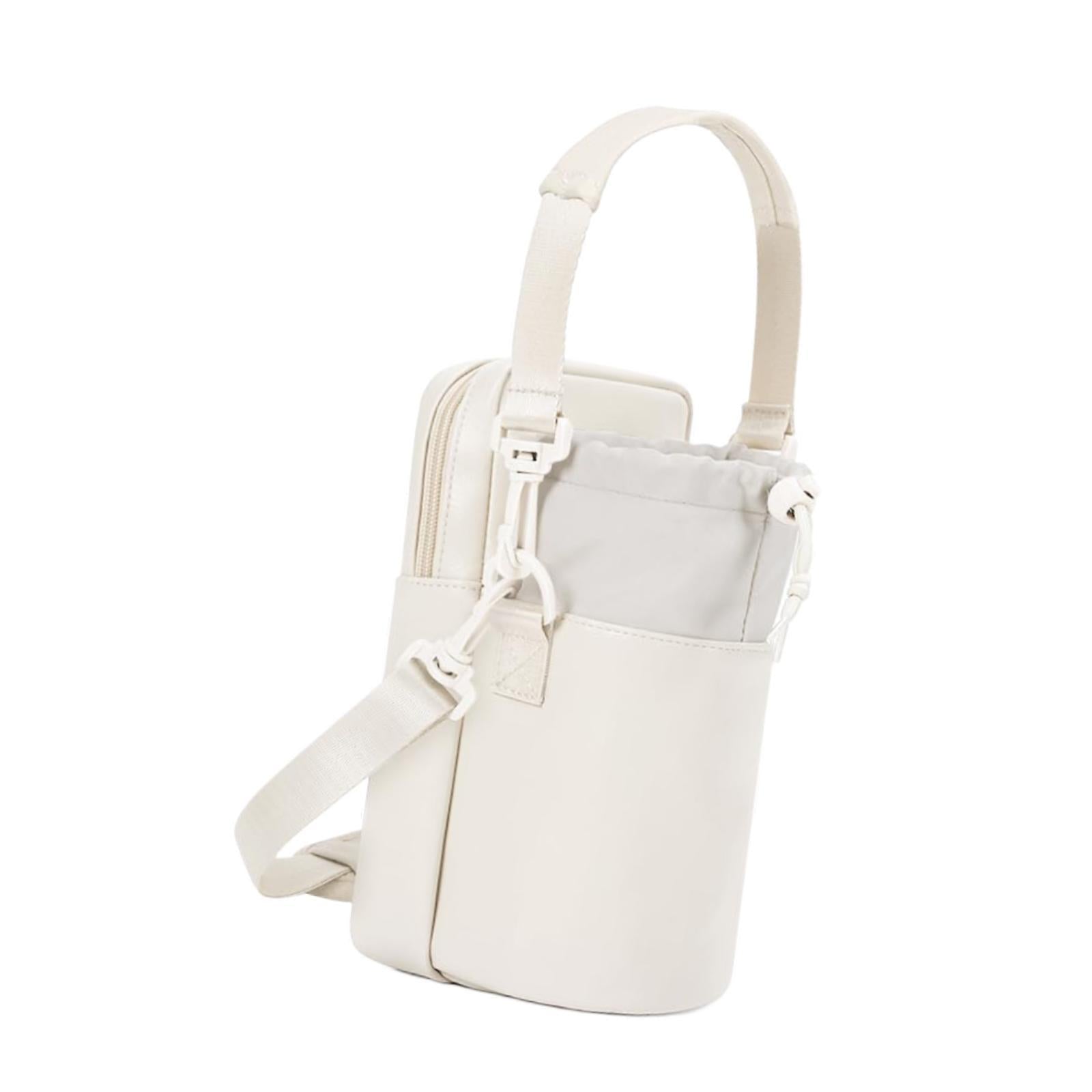 Water Bottle Carrier Bag with Phone Pocket Gift Picnic Bottle Pouch Holder White