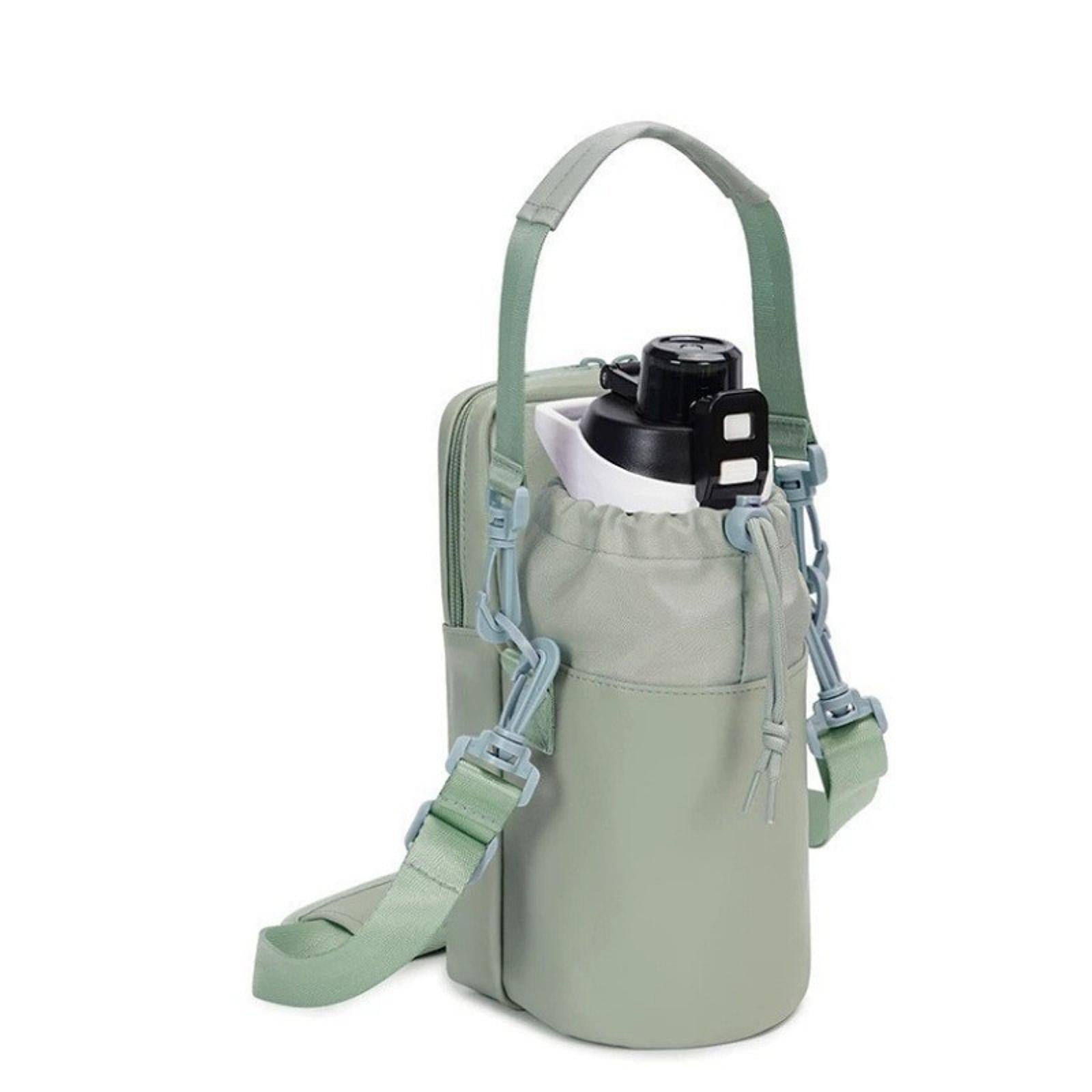 Water Bottle Carrier Bag with Phone Pocket Gift Picnic Bottle Pouch Holder Light Green