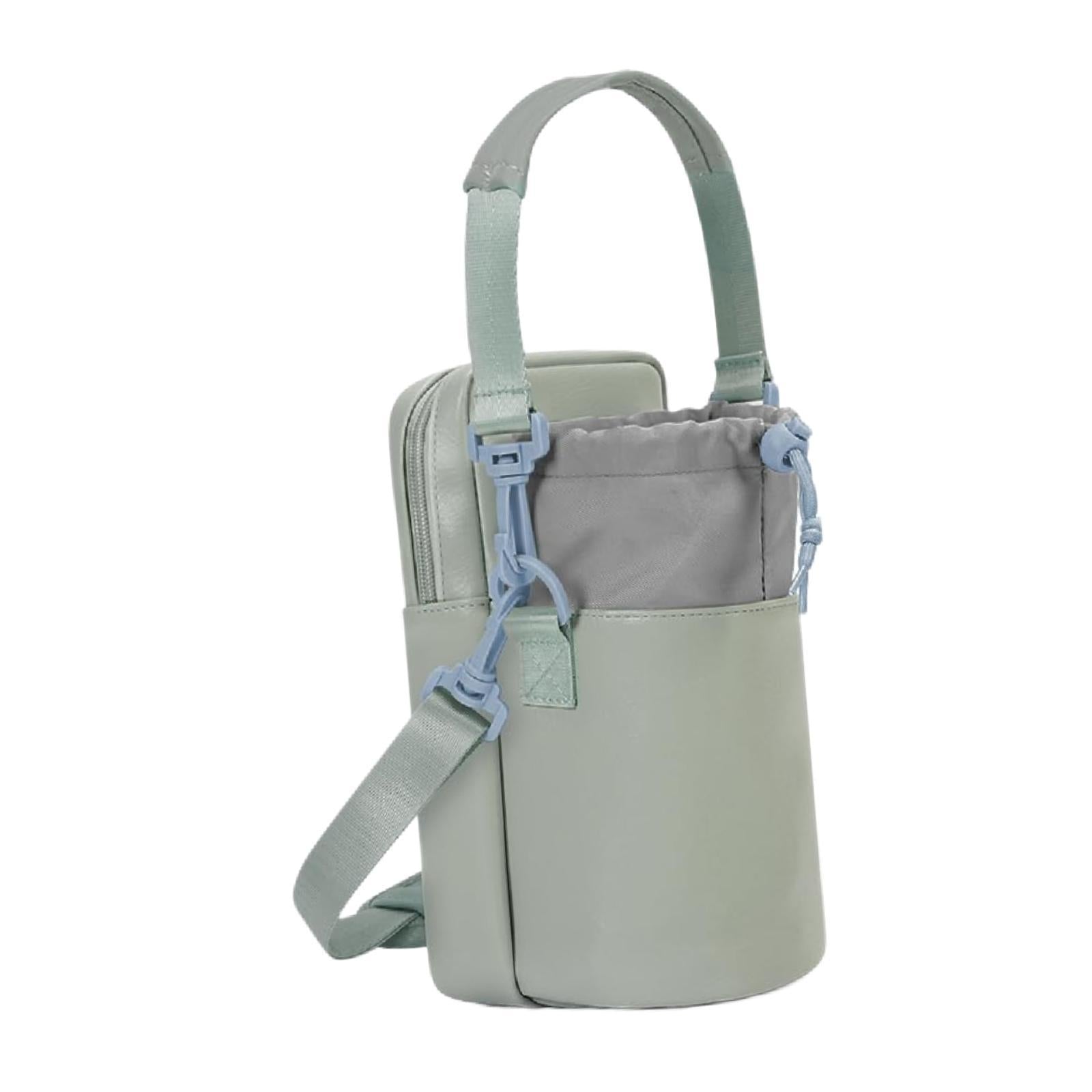Water Bottle Carrier Bag with Phone Pocket Gift Picnic Bottle Pouch Holder Light Green