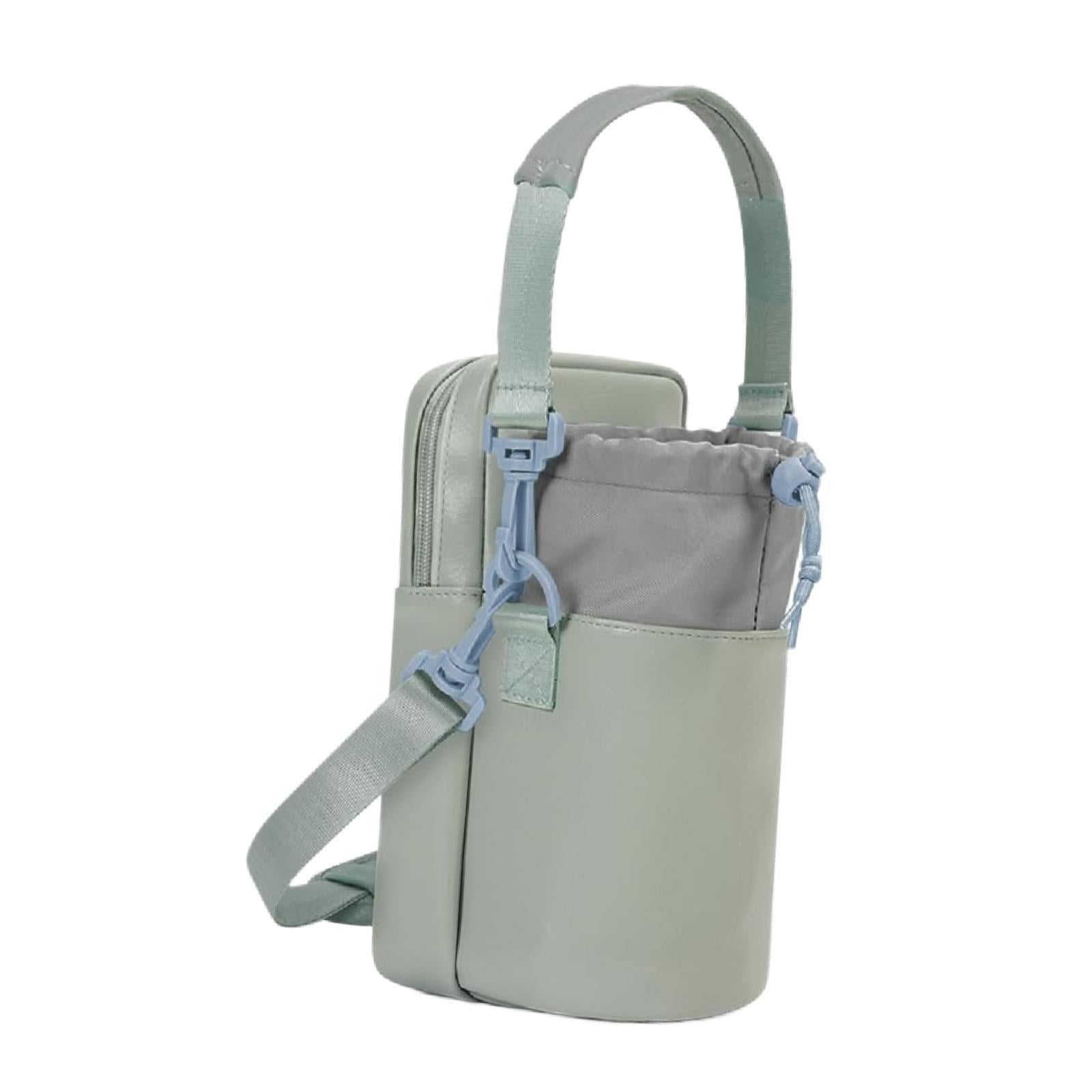 Water Bottle Carrier Bag with Phone Pocket Gift Picnic Bottle Pouch Holder Light Green