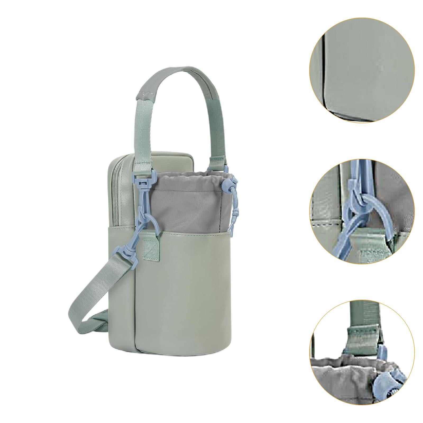 Water Bottle Carrier Bag with Phone Pocket Gift Picnic Bottle Pouch Holder Light Green