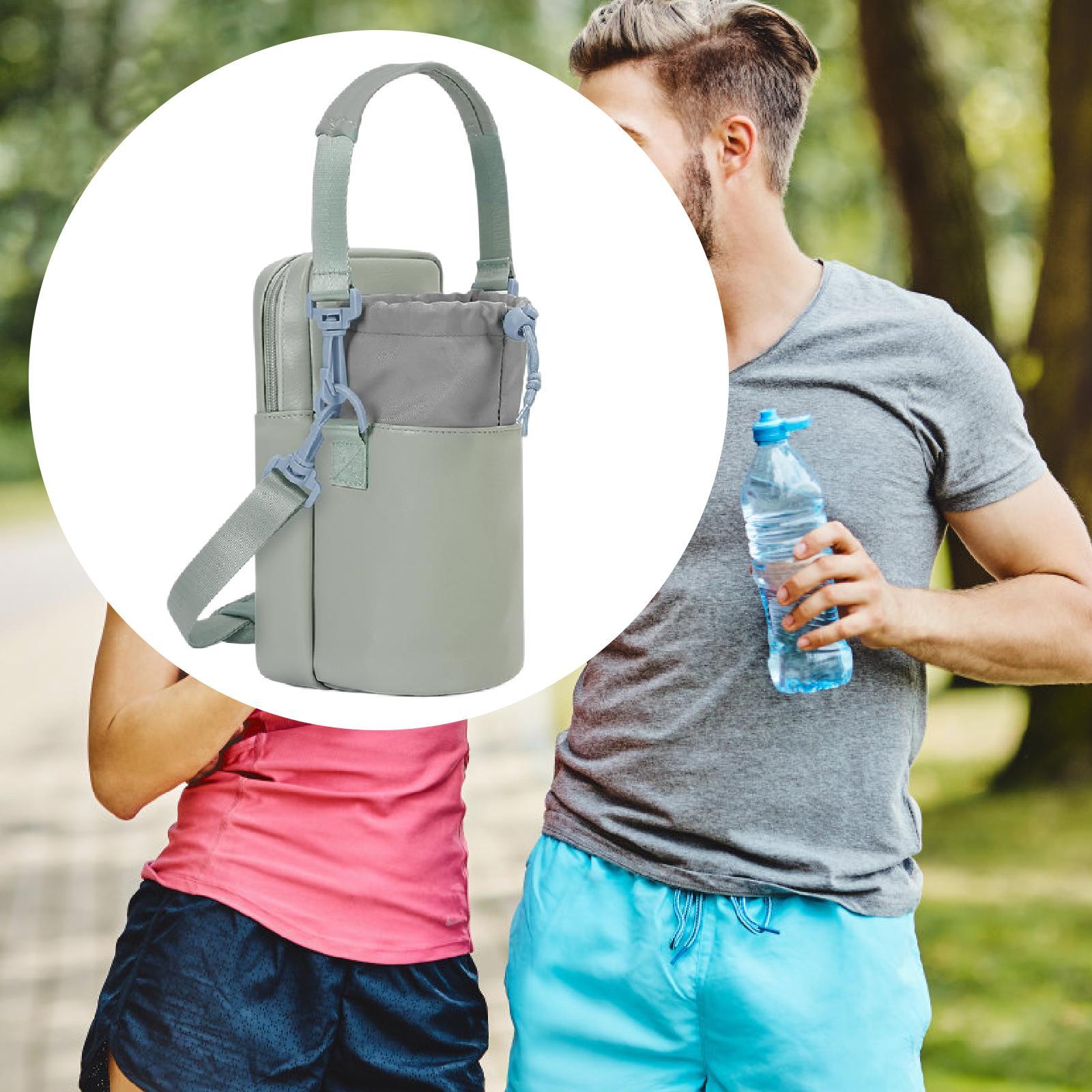 Water Bottle Carrier Bag with Phone Pocket Gift Picnic Bottle Pouch Holder Light Green