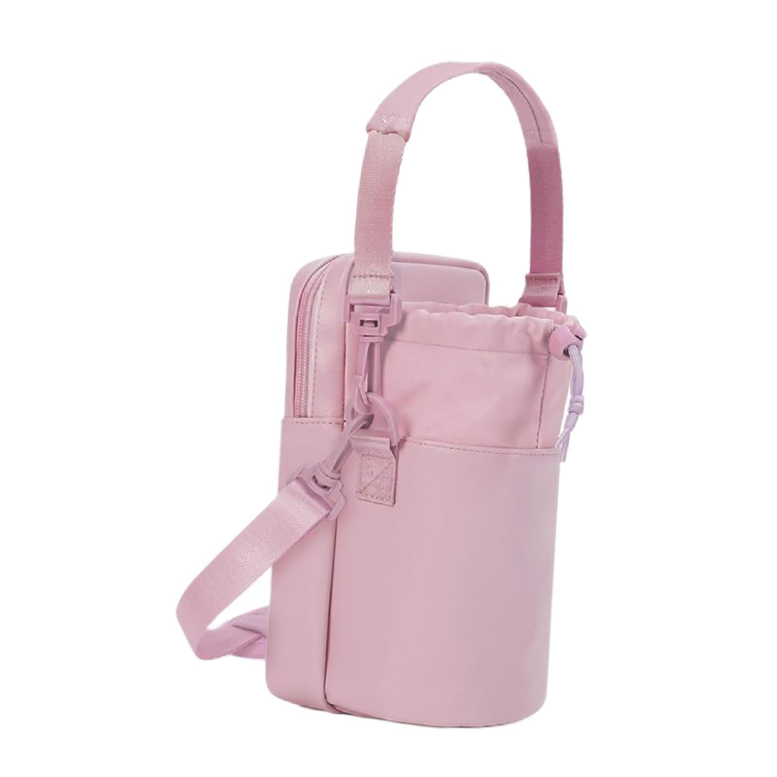 Water Bottle Carrier Bag with Phone Pocket Gift Picnic Bottle Pouch Holder Pink