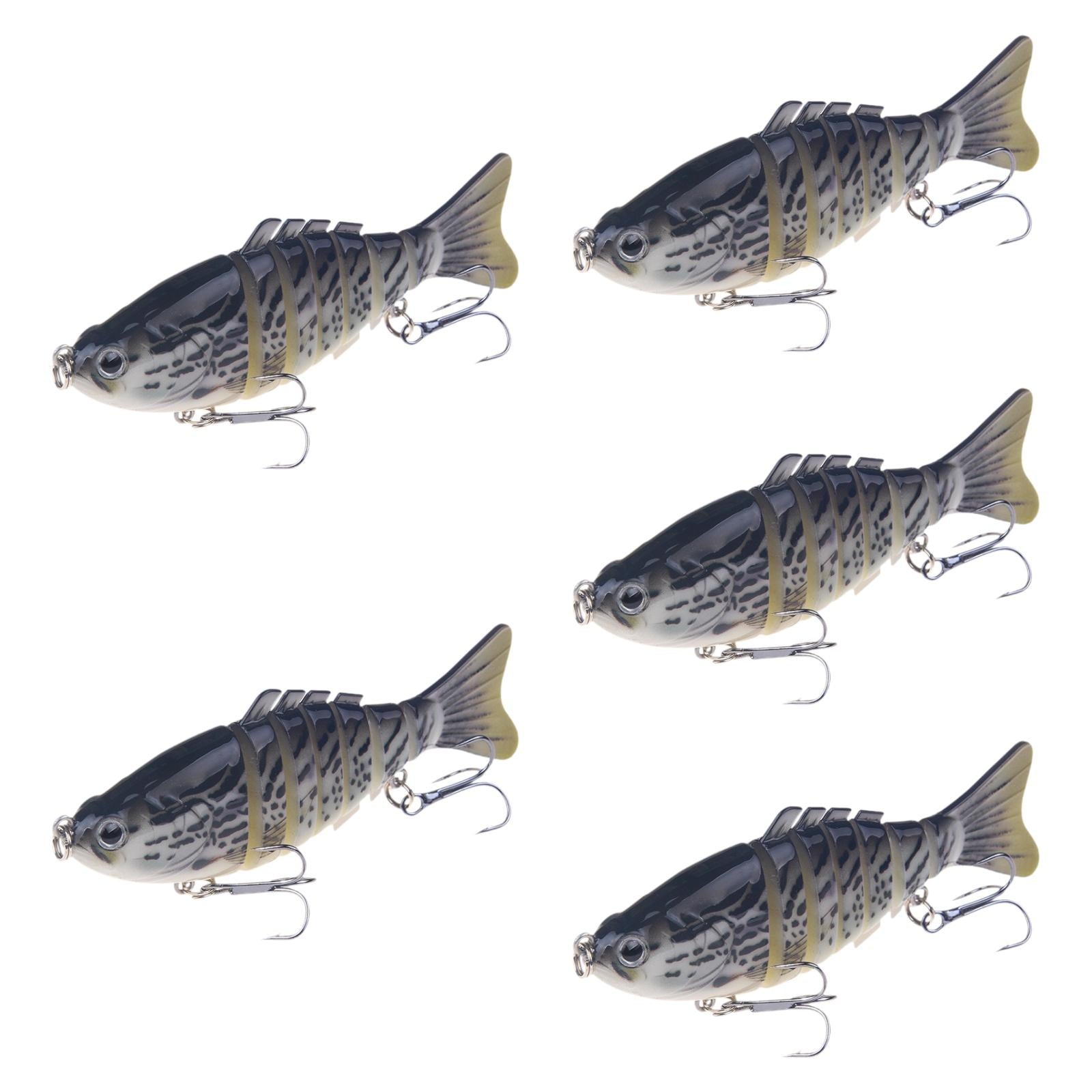 5 Pieces Swimbaits Hard Slow Sinking Fishing Lures for Walleye Bluegill Pike
