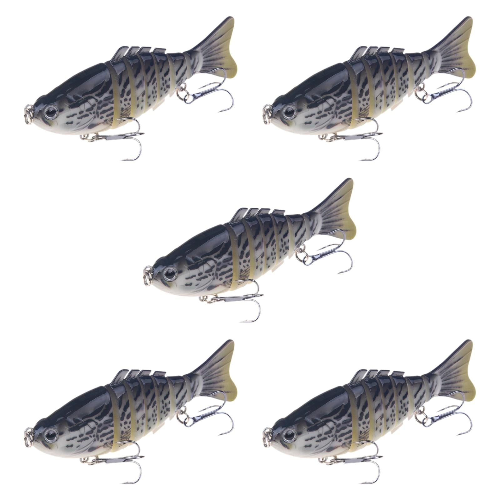 5 Pieces Swimbaits Hard Slow Sinking Fishing Lures for Walleye Bluegill Pike