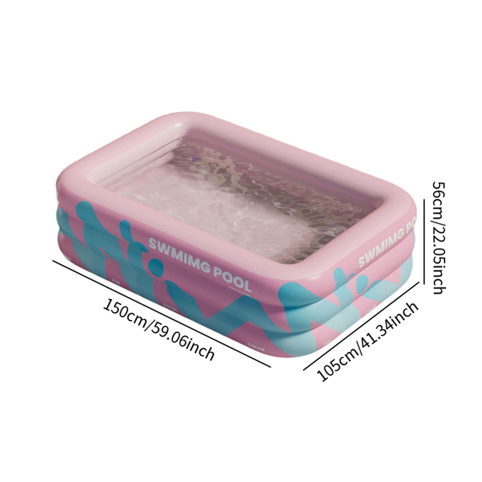 Inflatable Swimming Pool Paddling Pool for Kids and Adults Lawn Outdoor Pink 1.5m