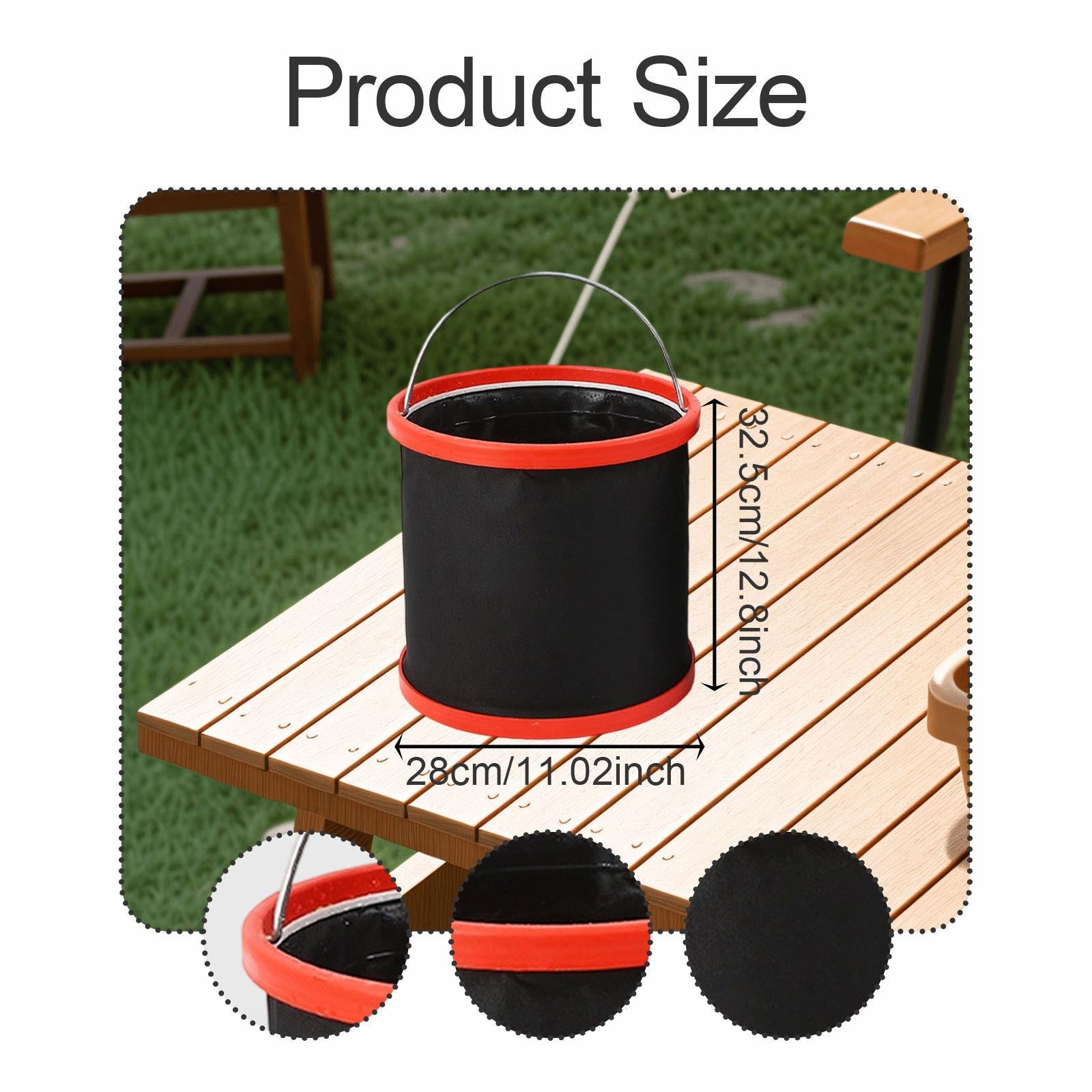 Collapsible Bucket with Handle Fishing Bucket for Backpacking Fishing Indoor 20L red ring