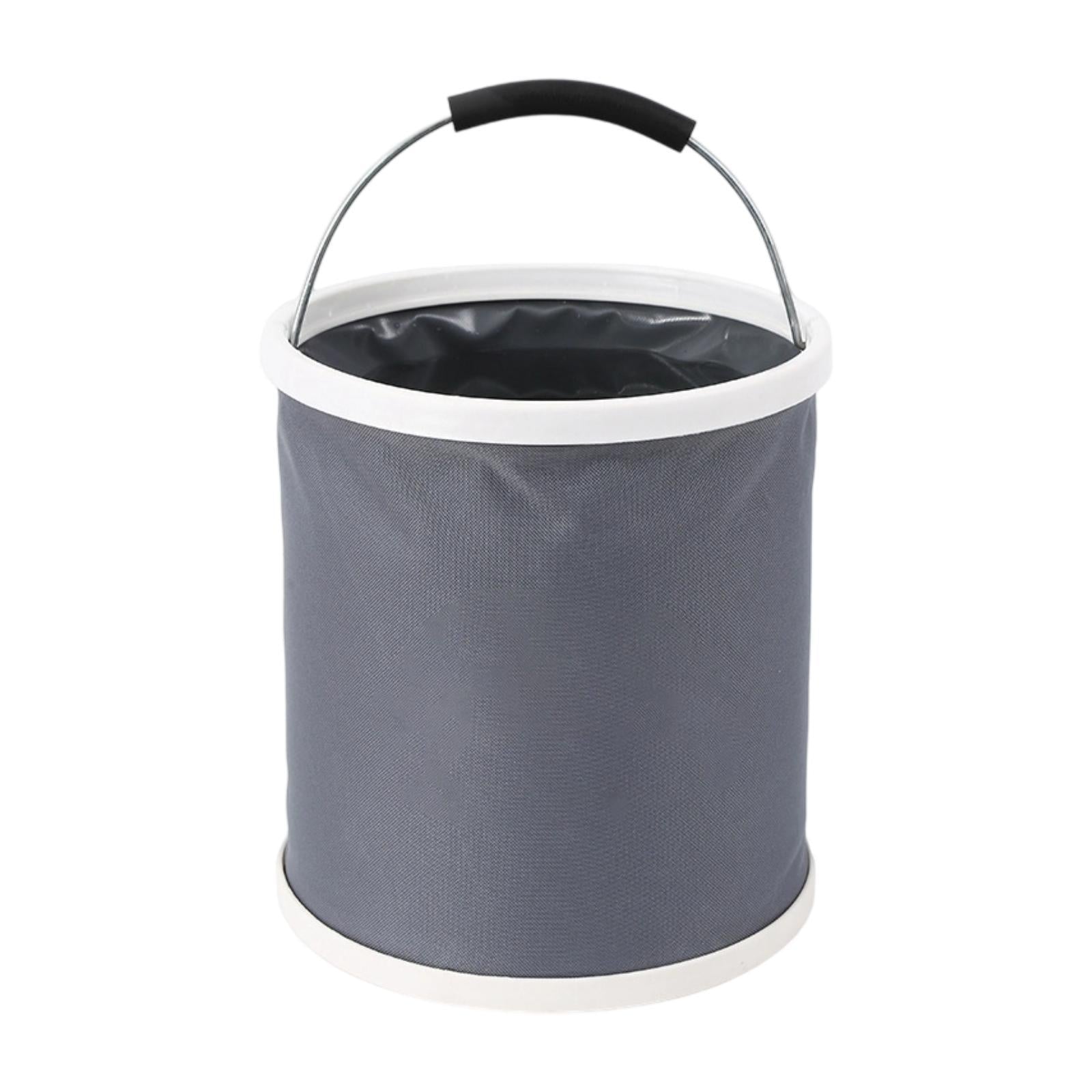 Collapsible Bucket with Handle Fishing Bucket for Backpacking Fishing Indoor 15L white ring