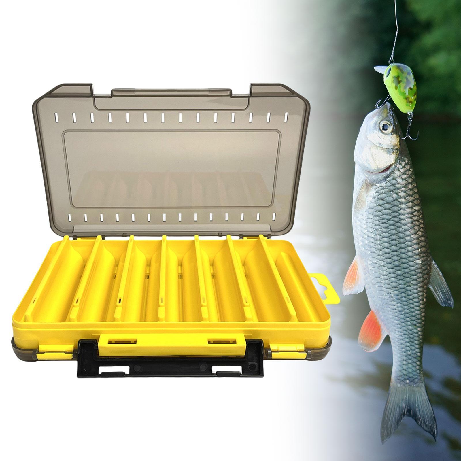 Double Sided Baits Box 14 Grids Lightweight Organizing Lures Waterproof Clear yellow