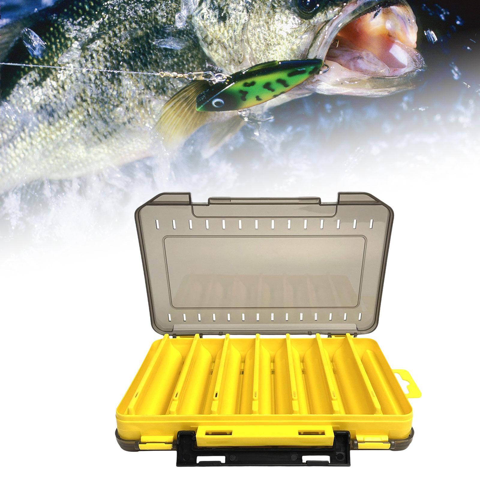 Double Sided Baits Box 14 Grids Lightweight Organizing Lures Waterproof Clear yellow