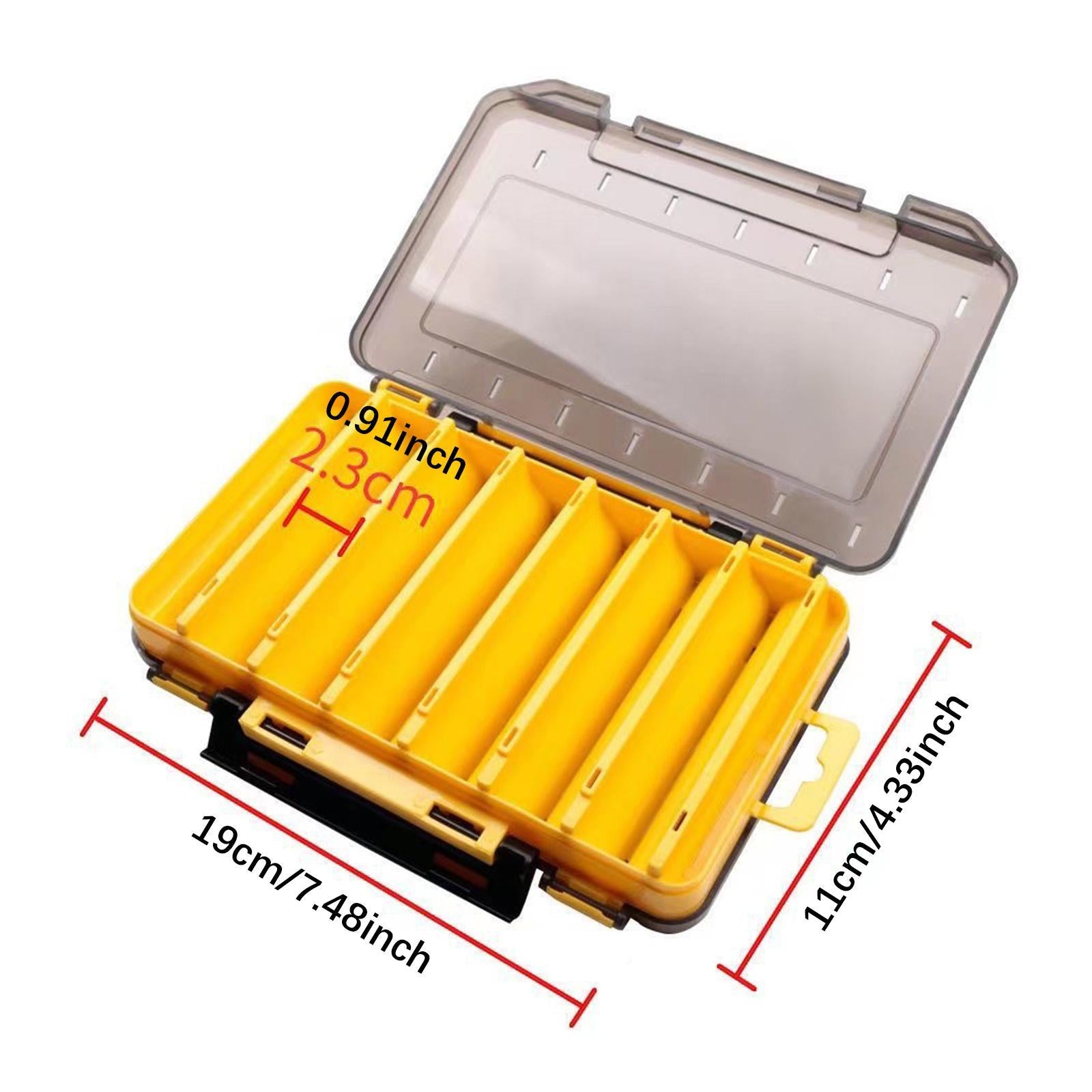 Double Sided Baits Box 14 Grids Lightweight Organizing Lures Waterproof Clear yellow