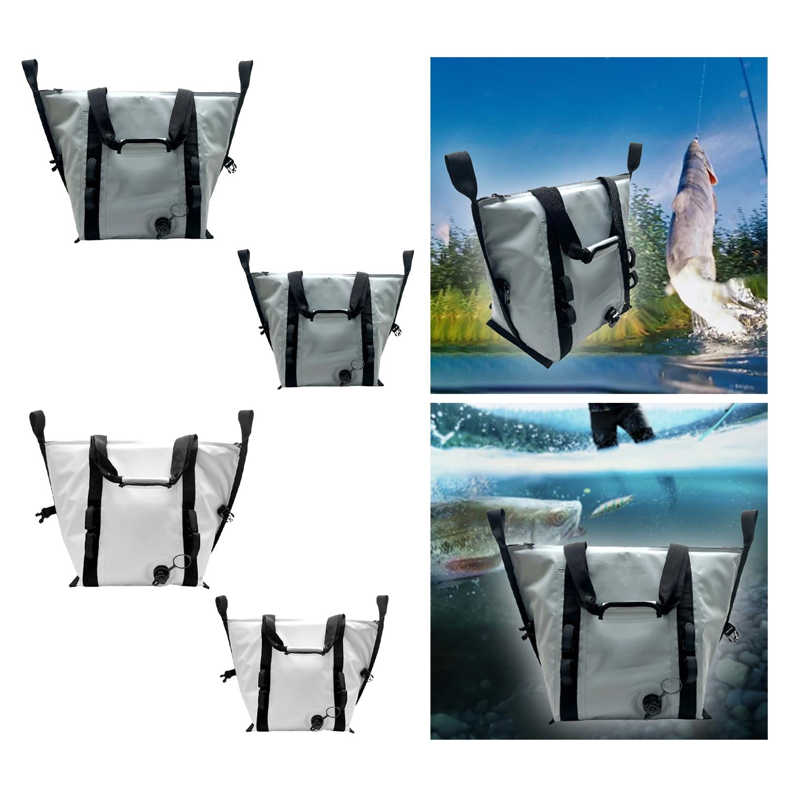 Fish Cooler Bag Thickened Zipper Closure Waterproof Fishing Handbag Fish Bag L Gray